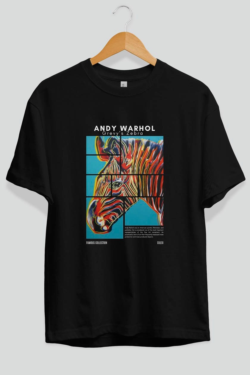 Andy Warhol ön Baskılı Oversize t-shirt Erkek Kadın Bisiklet Yaka Pamuk tişort