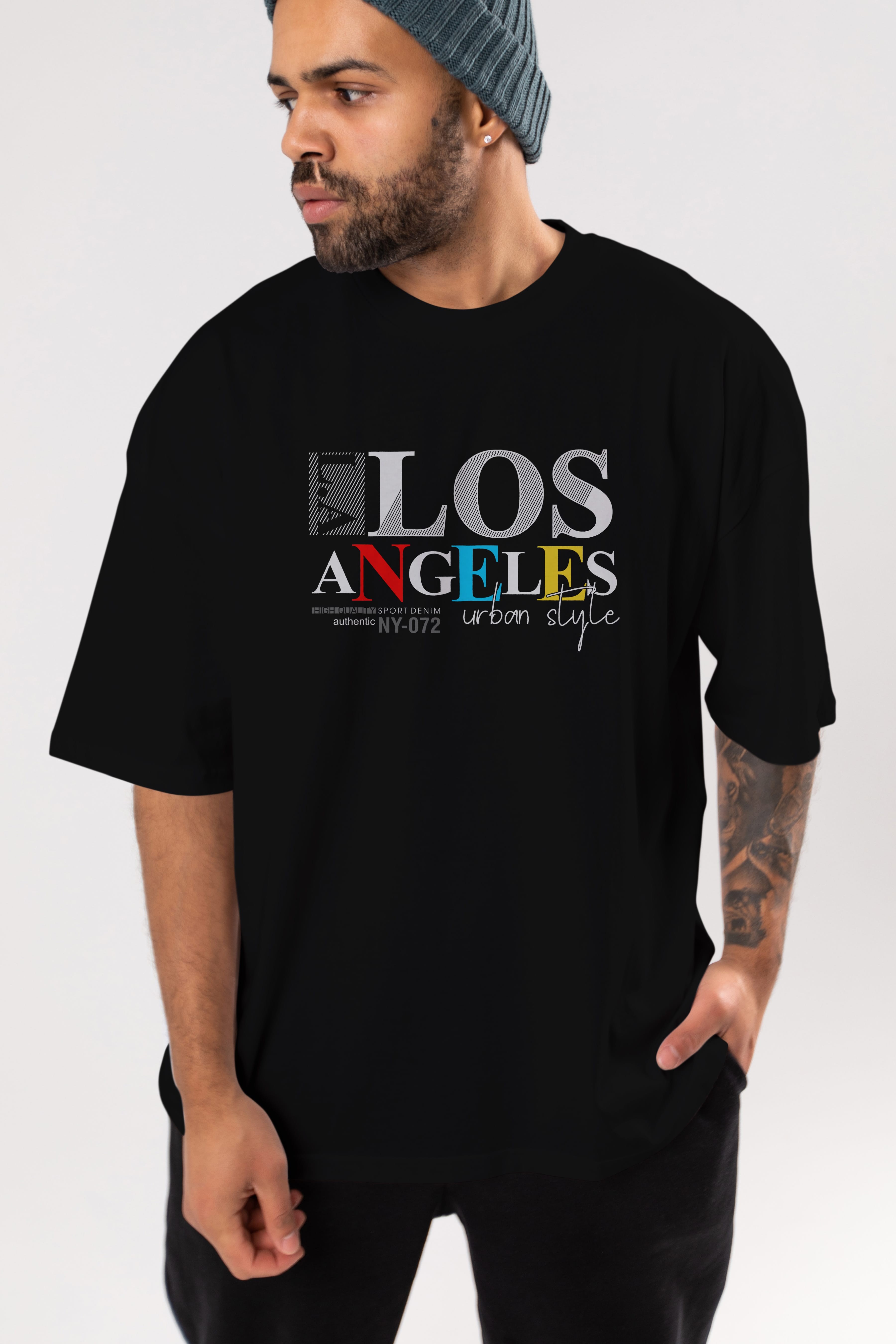 Los Angeles Style Ön Baskılı Oversize t-shirt Erkek Kadın Unisex