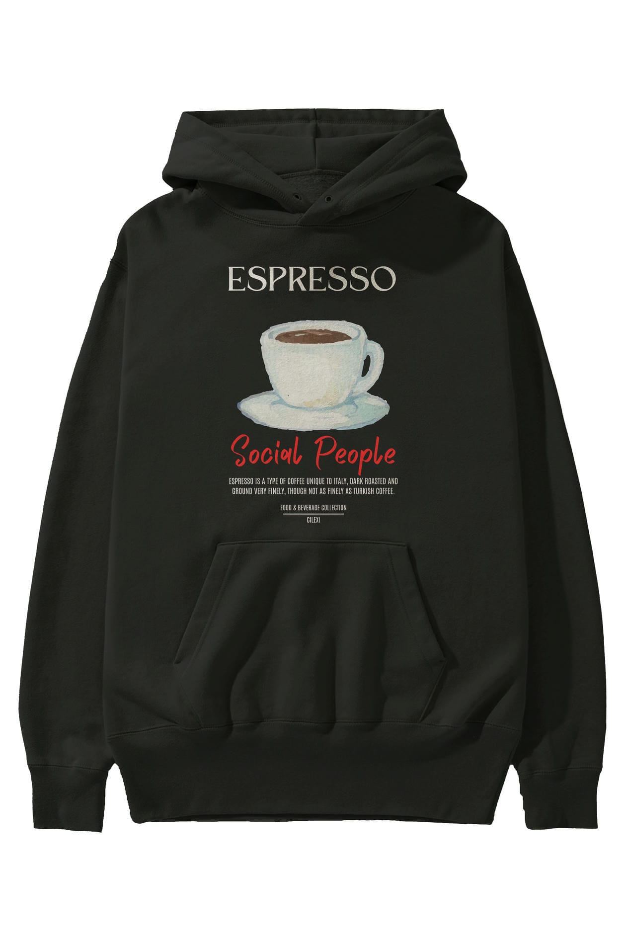 Espresso Kokteyl Ön Baskılı Hoodie Oversize Kapüşonlu Sweatshirt Erkek Kadın