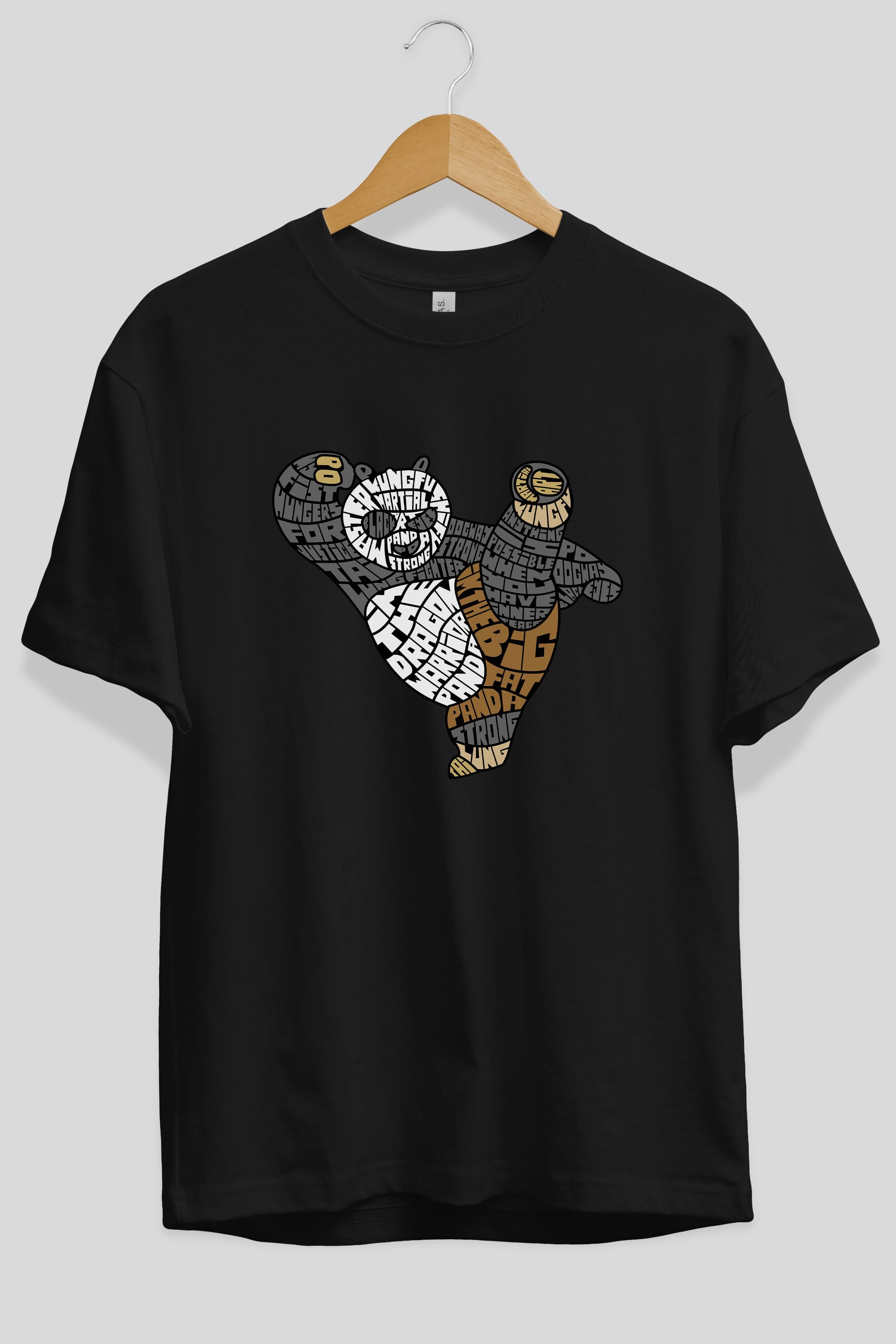 Warrior Panda Ön Baskılı Oversize t-shirt %100 pamuk Erkek Kadın Unisex