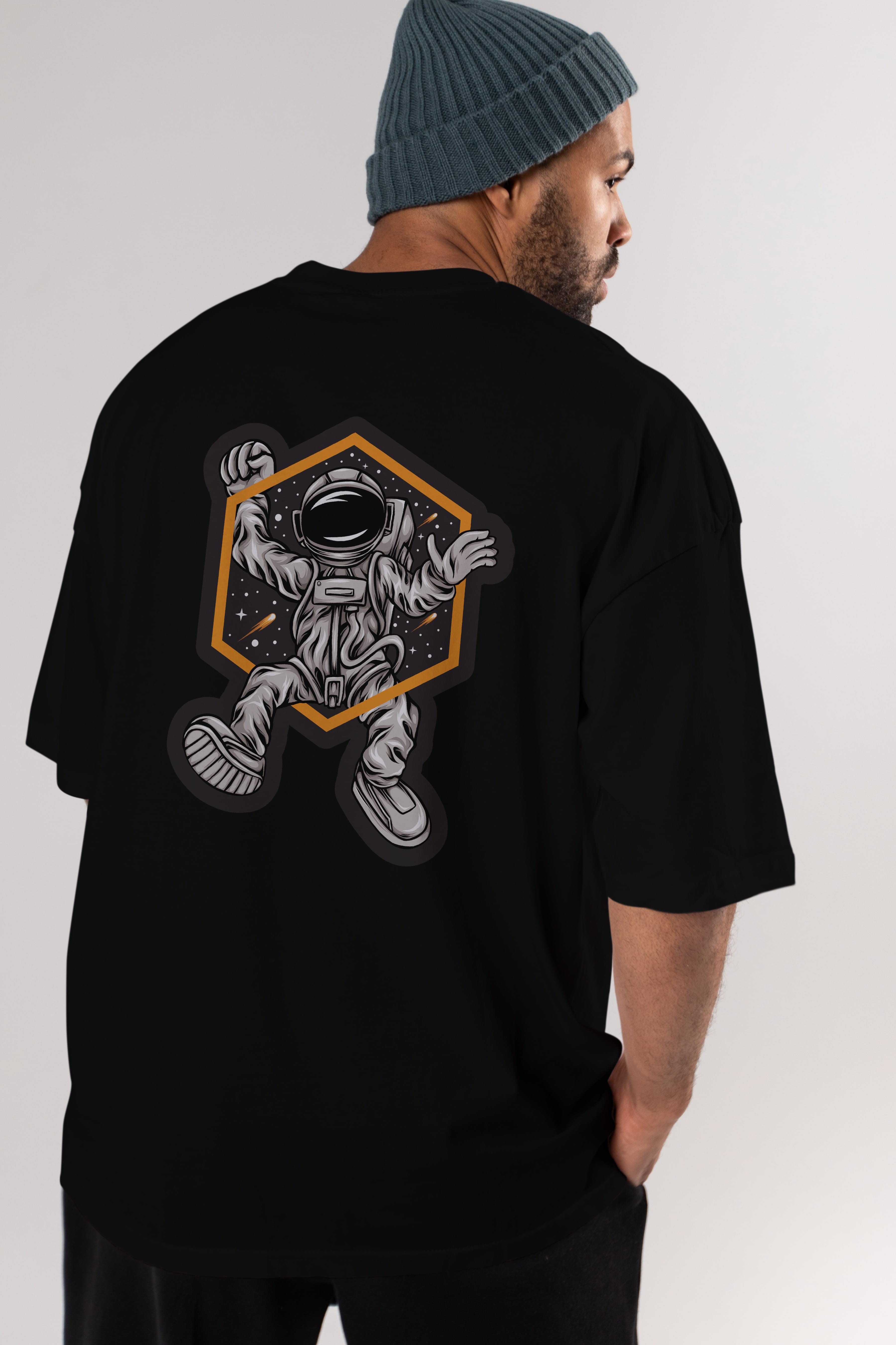 Astrofun Sticker Arka Baskılı Oversize t-shirt Erkek Kadın Unisex