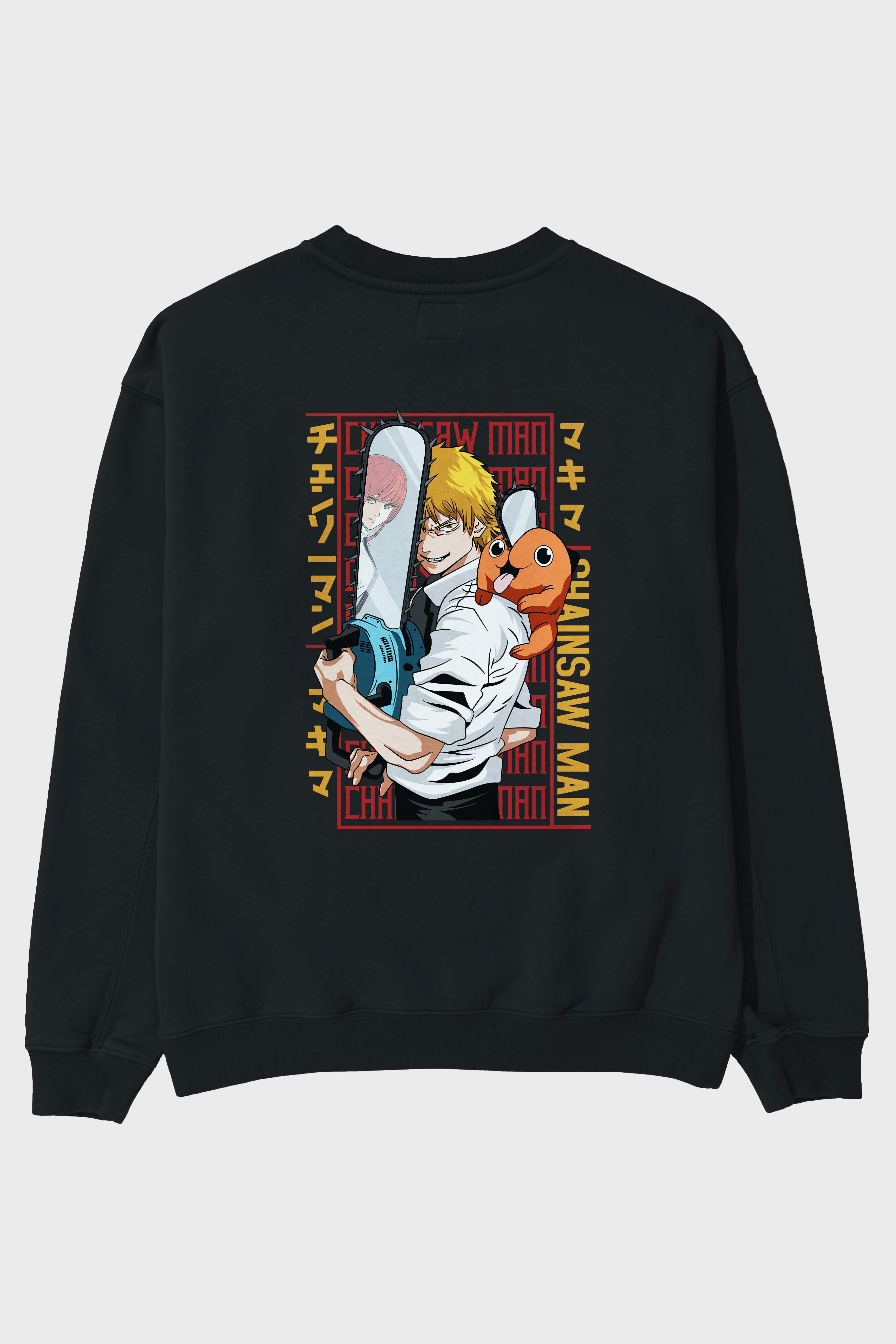 Chainsaw DENJI Anime Arka Baskılı Oversize Sweatshirt Erkek Kadın Unisex