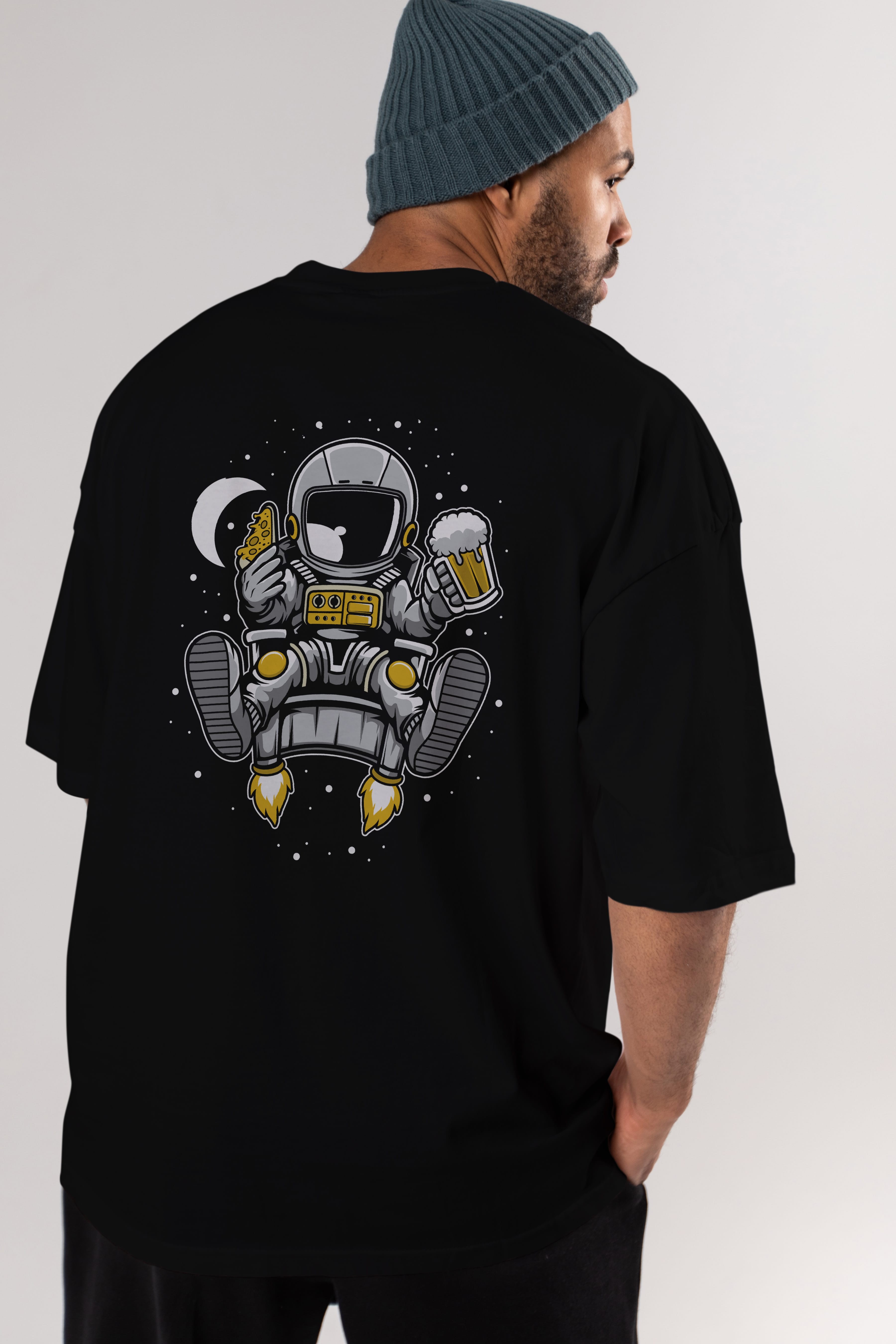 Astronaut Relax (2) Arka Baskılı Oversize t-shirt Erkek Kadın Unisex