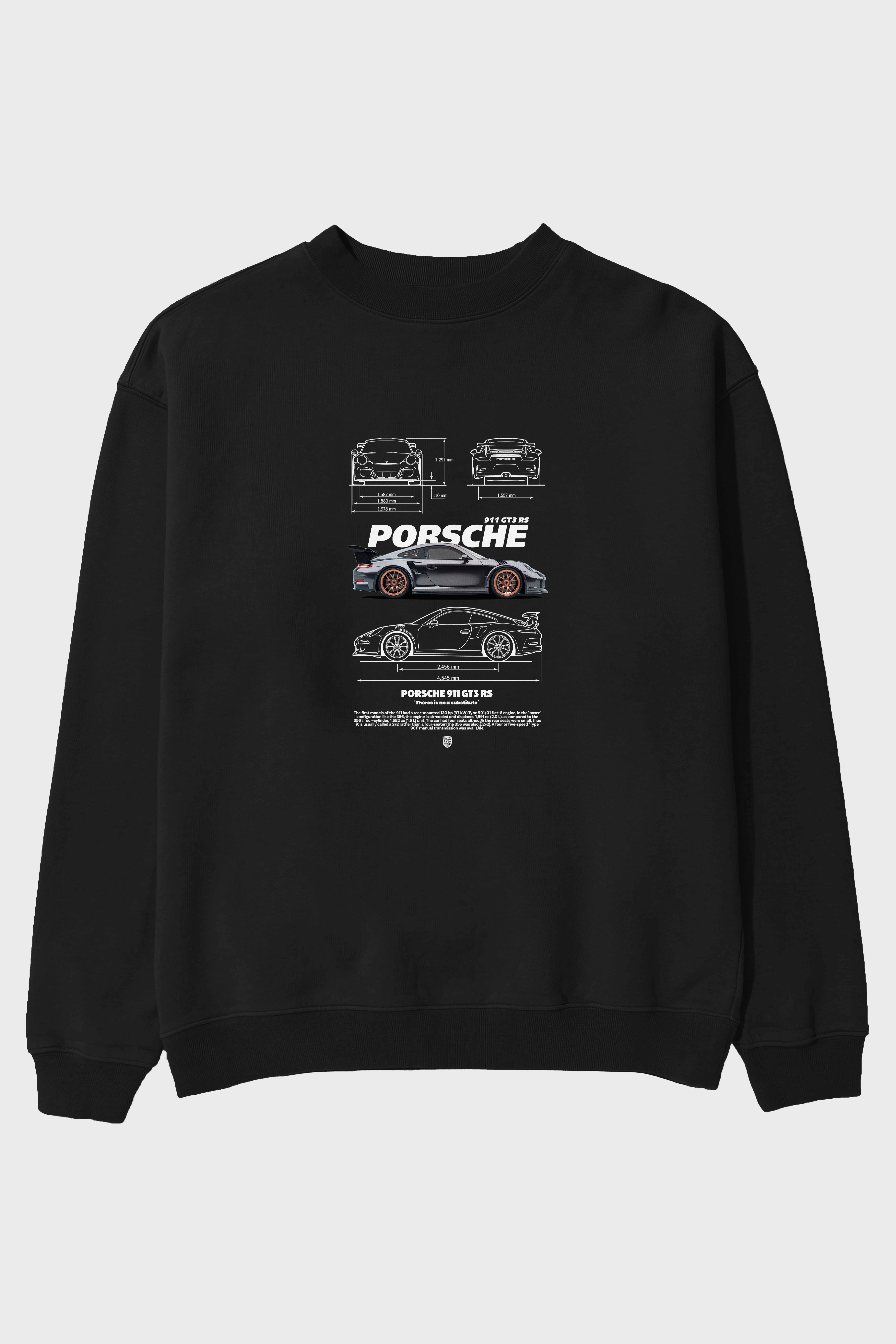 porsche 911 GT3 RS 1 Ön Baskılı Anime Oversize Sweatshirt Erkek Kadın Unisex