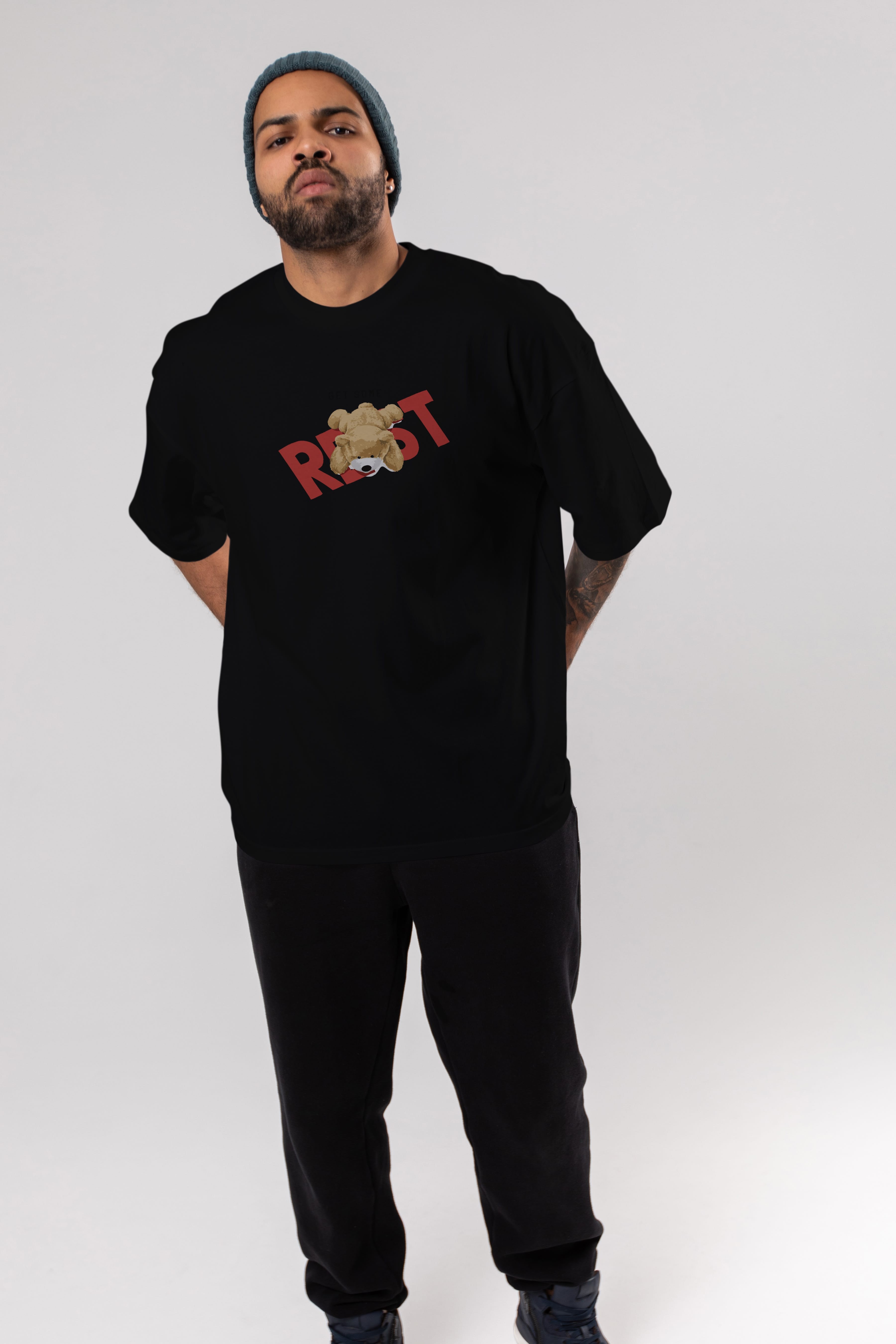 Teddy Bear Rest Ön Baskılı Oversize t-shirt Erkek Kadın Unisex %100 Pamuk