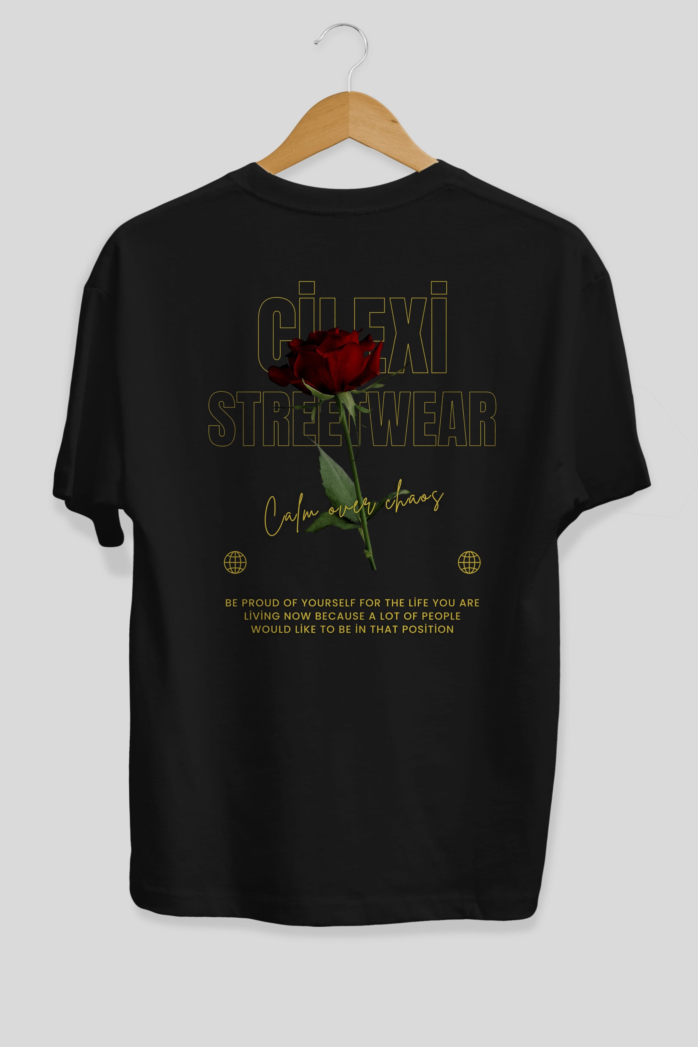 Rose Cilexi Streetwear Arka Baskılı Oversize t-shirt Erkek Kadın Unisex