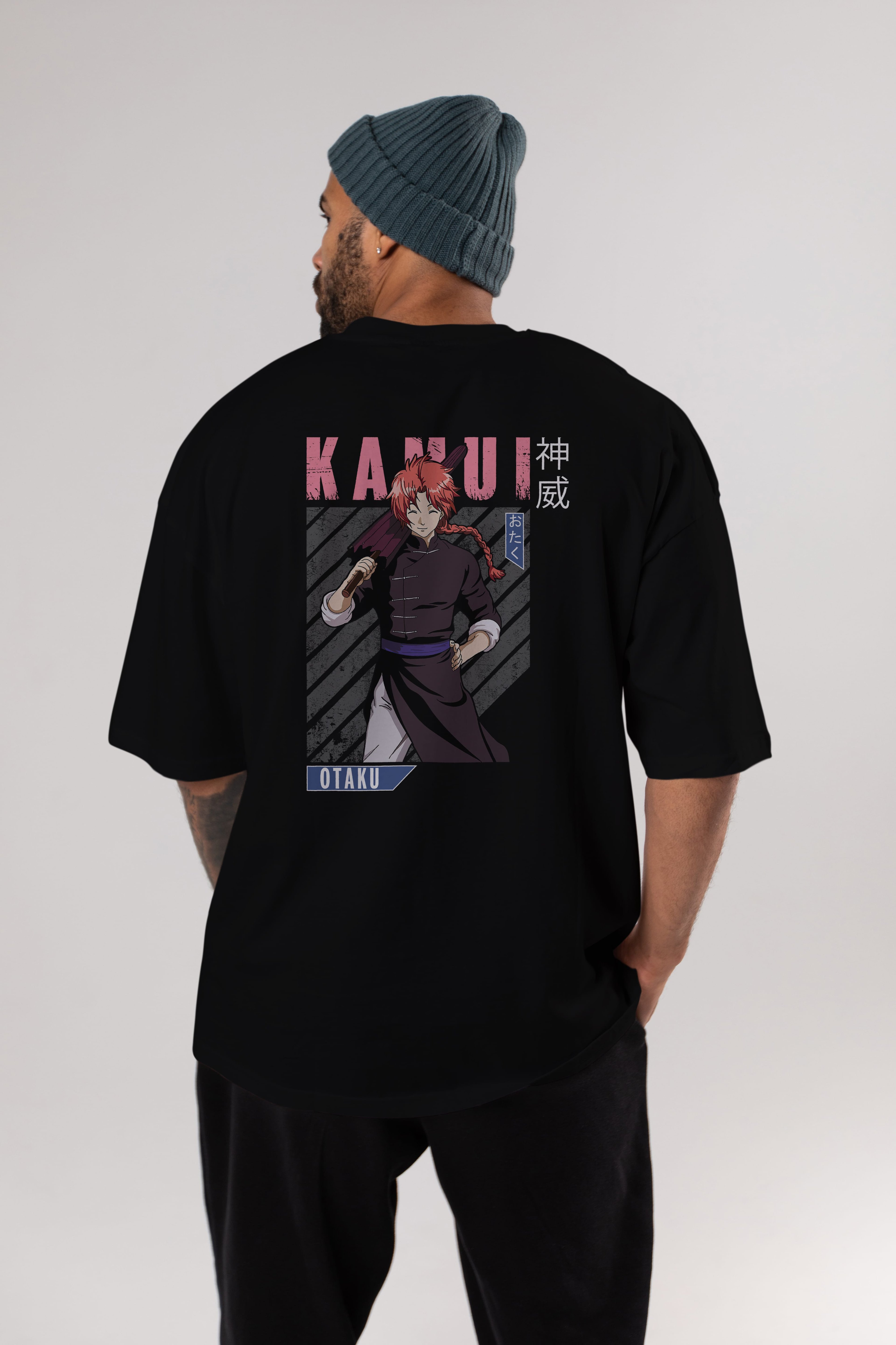 Kamui GINTAMA 1 Anime Arka Baskılı Oversize t-shirt Erkek Kadın Unisex