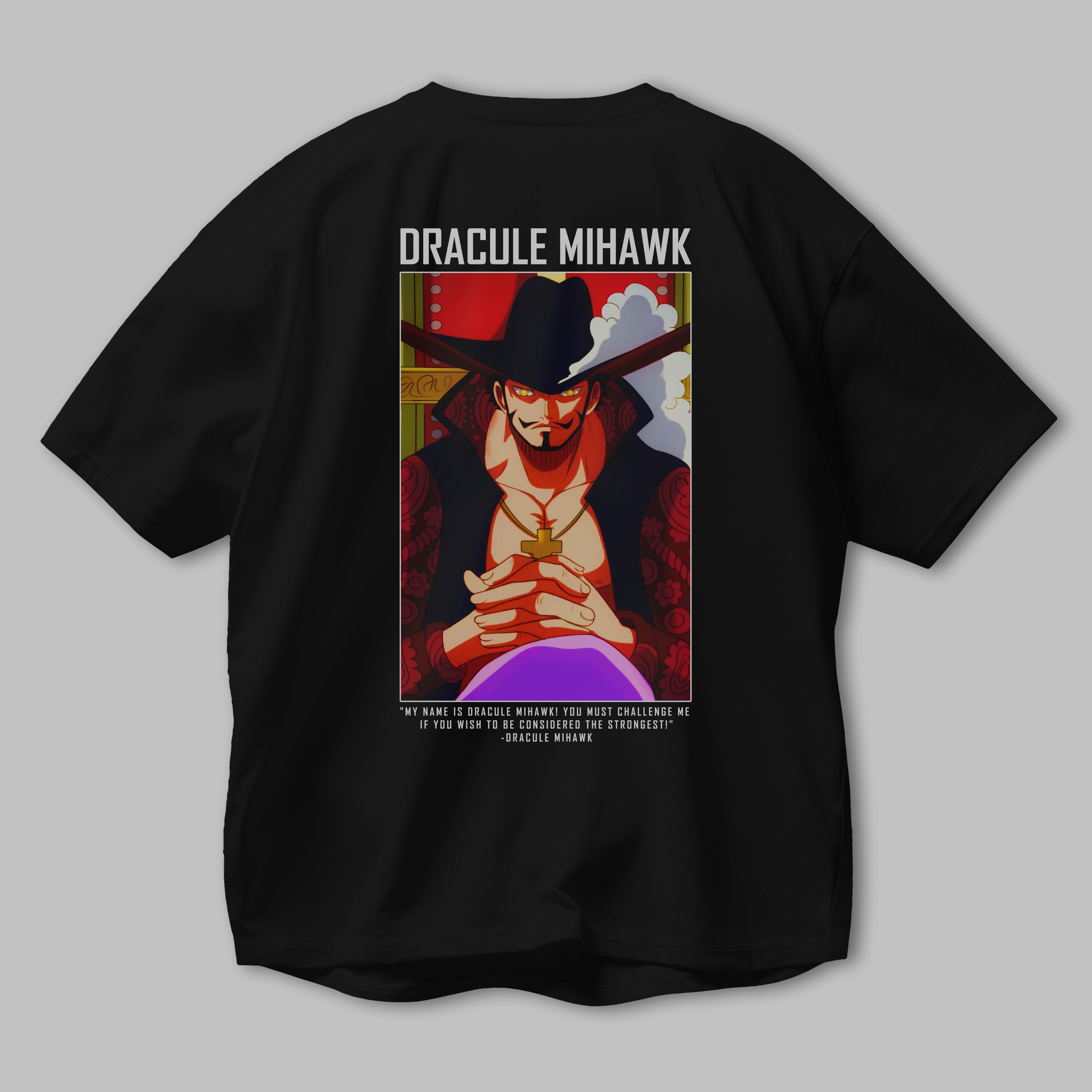 Dracule Mihawk Anime Arka Baskılı Oversize t-shirt Erkek Kadın Unisex %100 pamuk tişort