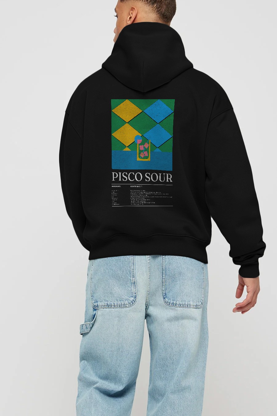 Pisco Sour Kokteyl Arka Baskılı Hoodie Oversize Kapüşonlu Sweatshirt Erkek Kadın