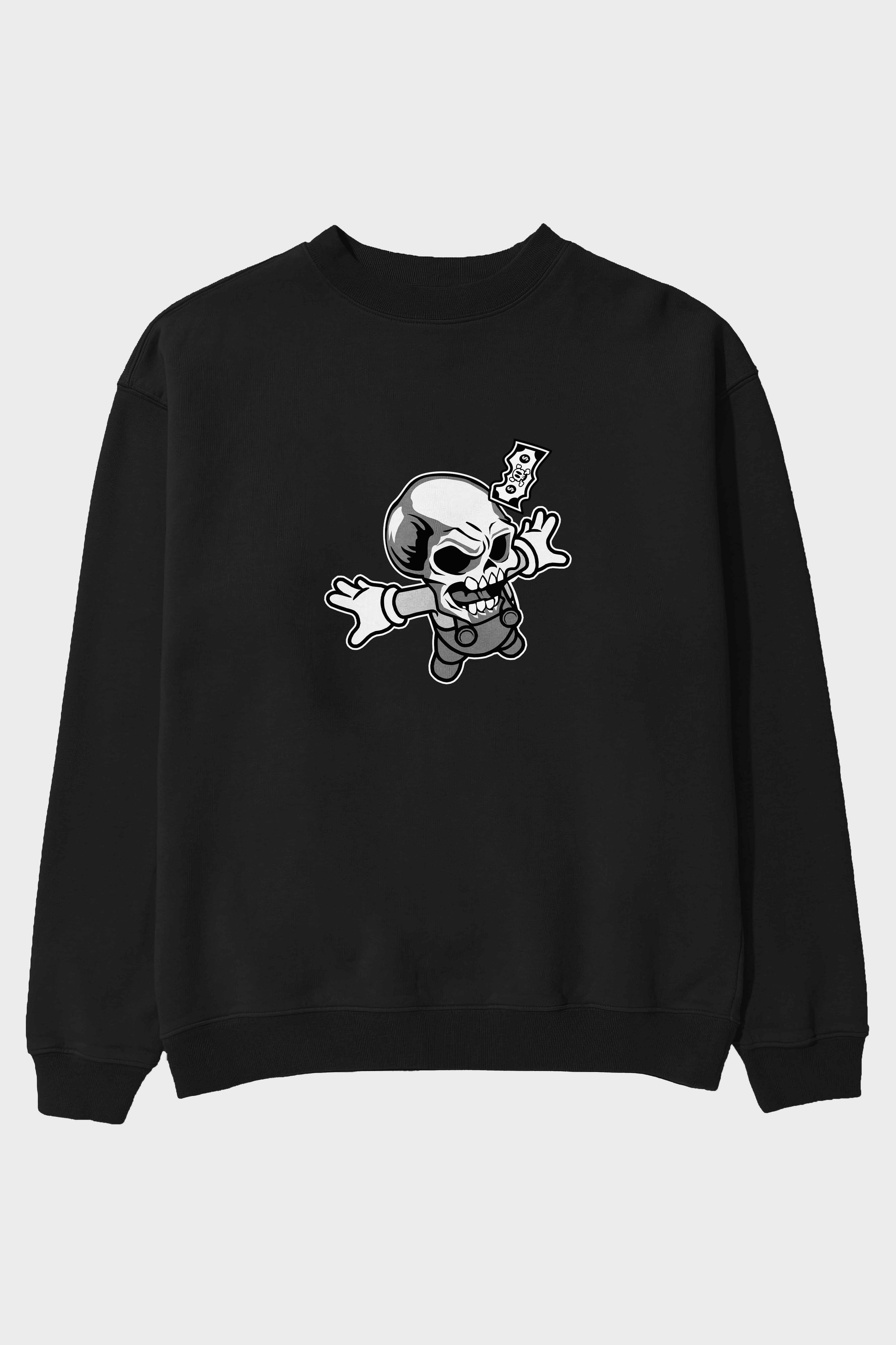 Skull Drowning Ön Baskılı Oversize Sweatshirt Erkek Kadın Unisex