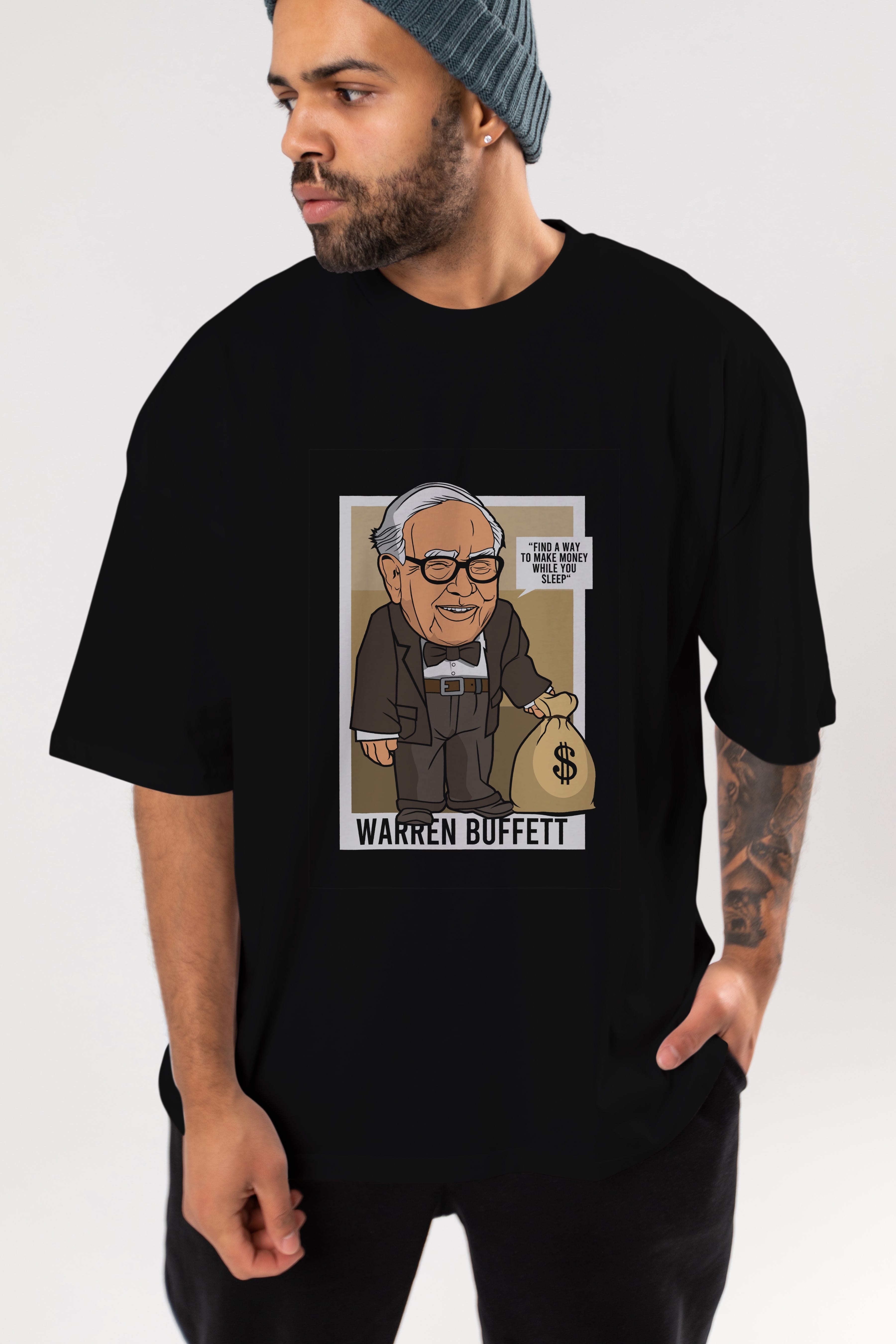 Warren Buffet Up Carl Ön Baskılı Oversize t-shirt Erkek Kadın Unisex %100 Pamuk tişort