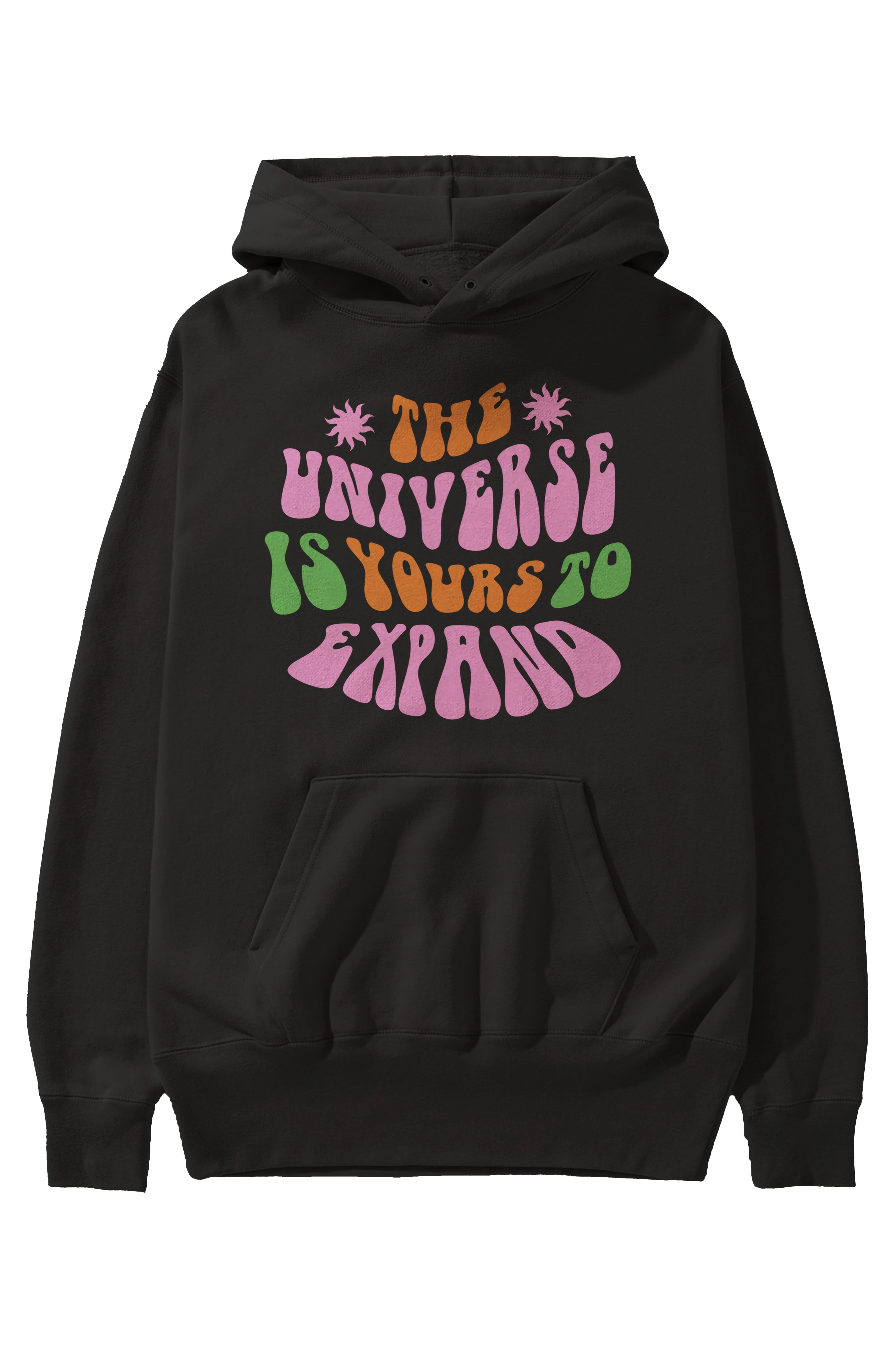 The Universe is Yours Yazılı Ön Baskılı Oversize Hoodie Kapüşonlu Sweatshirt Erkek Kadın Unisex