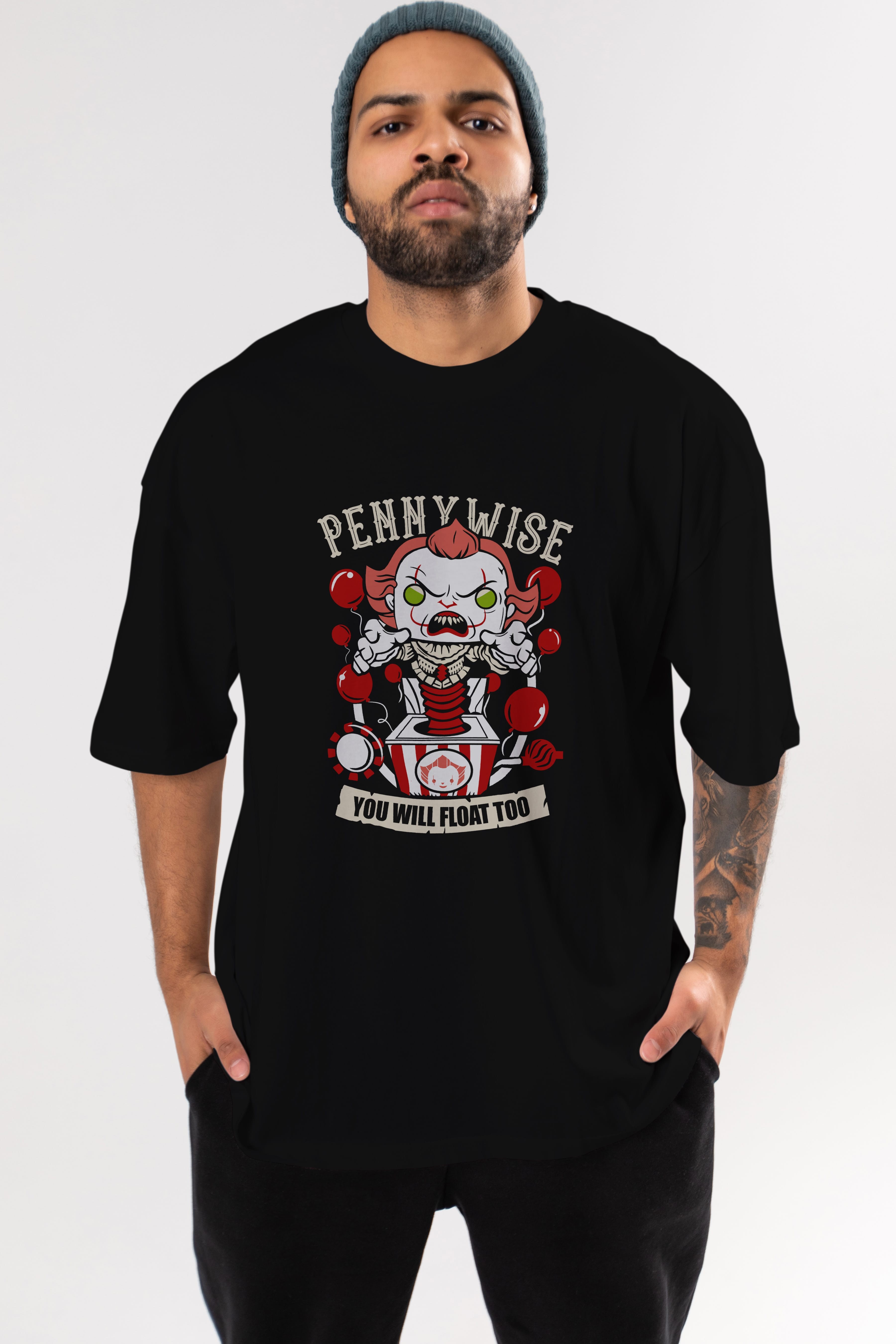 Pennywise Ön Baskılı Oversize t-shirt Erkek Kadın Unisex %100 Pamuk Bisiklet Yaka tişort