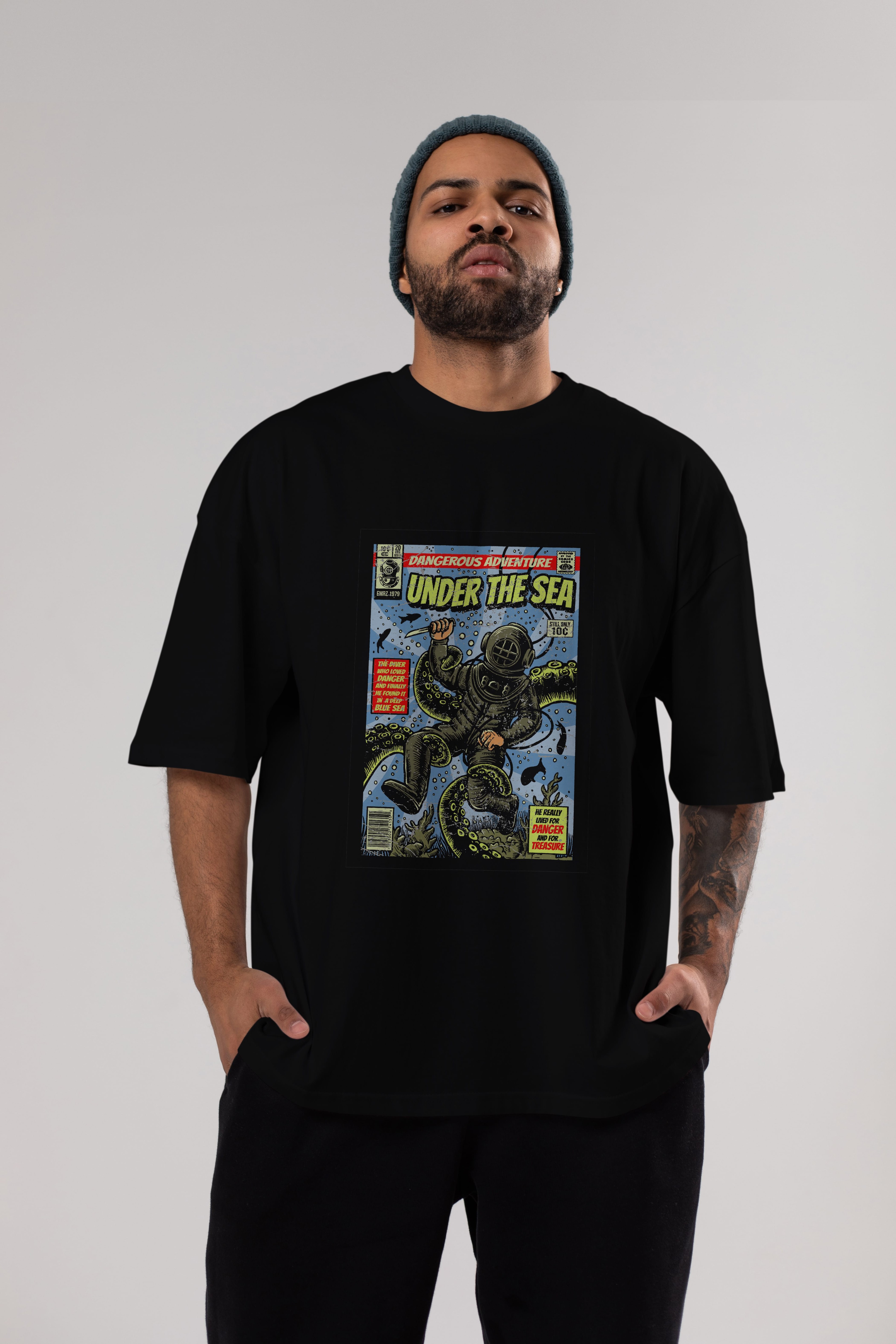 Under The Sea Ön Baskılı Oversize t-shirt Erkek Kadın Unisex %100 Pamuk tişort