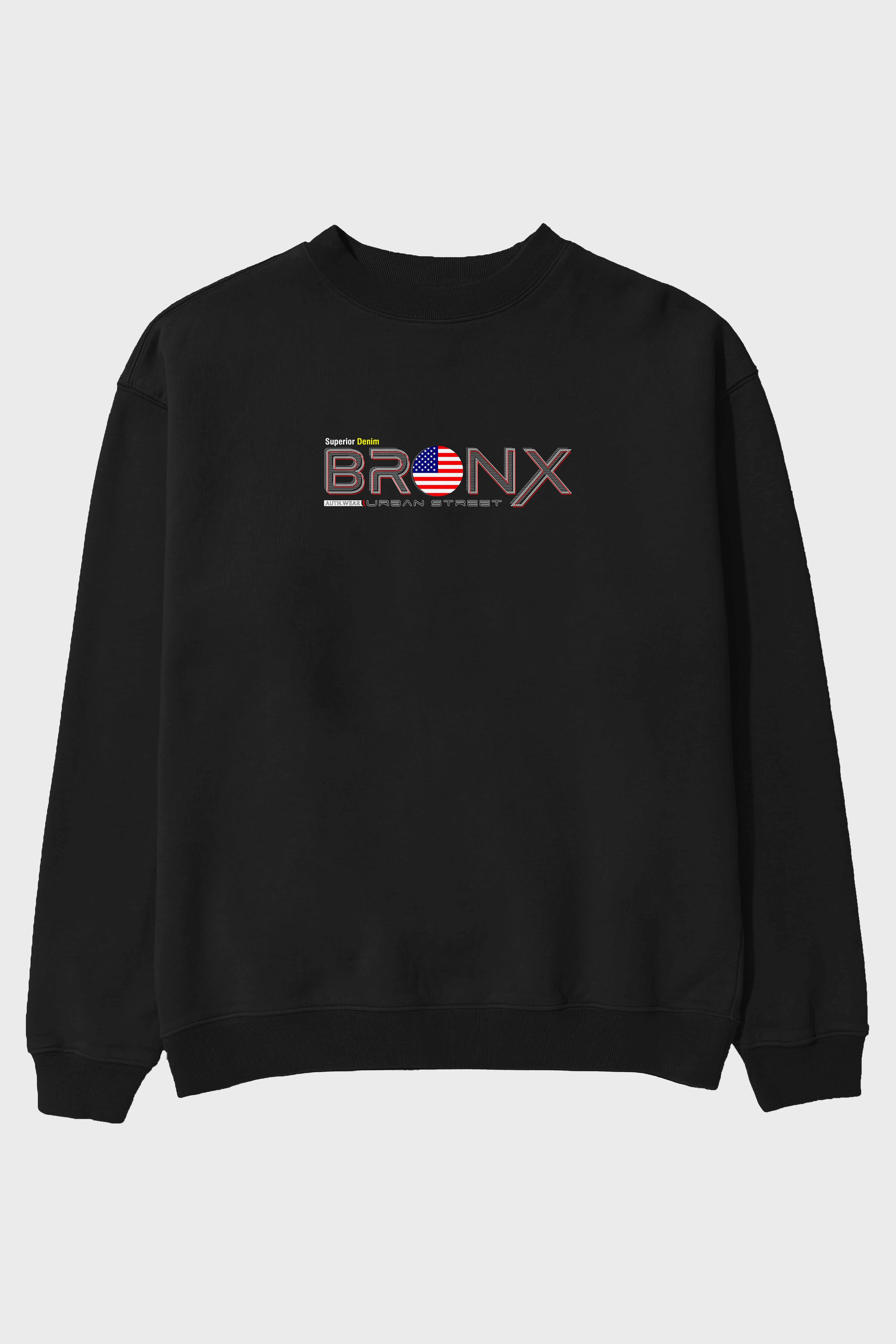 Bronx Ön Baskılı Oversize Sweatshirt Erkek Kadın Unisex