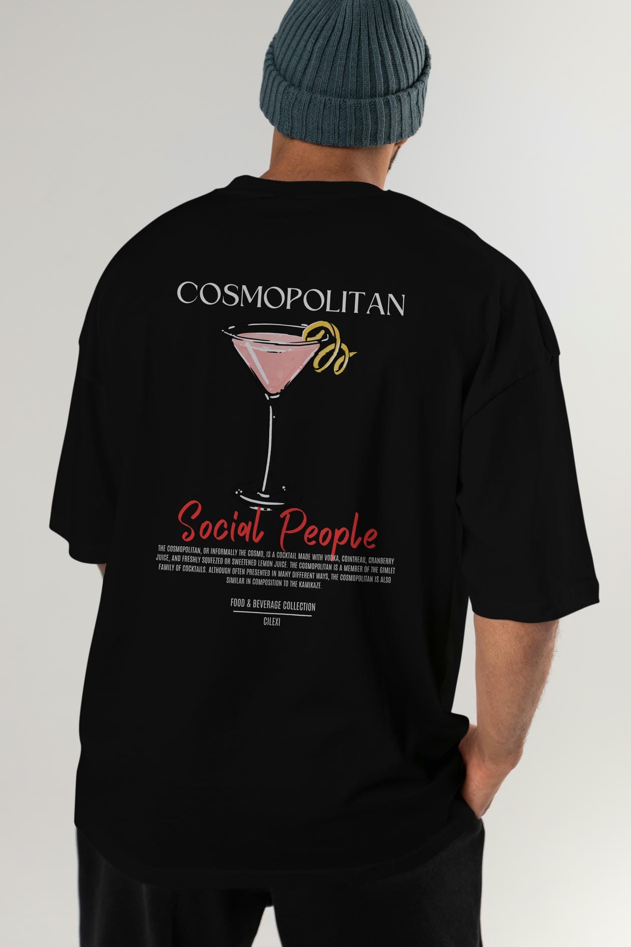 Cosmopolıtan Kokteyl Serisi Baskılı Oversize t-shirt Erkek Kadın Unisex %100 Pamuk Bisiklet Yaka tişort
