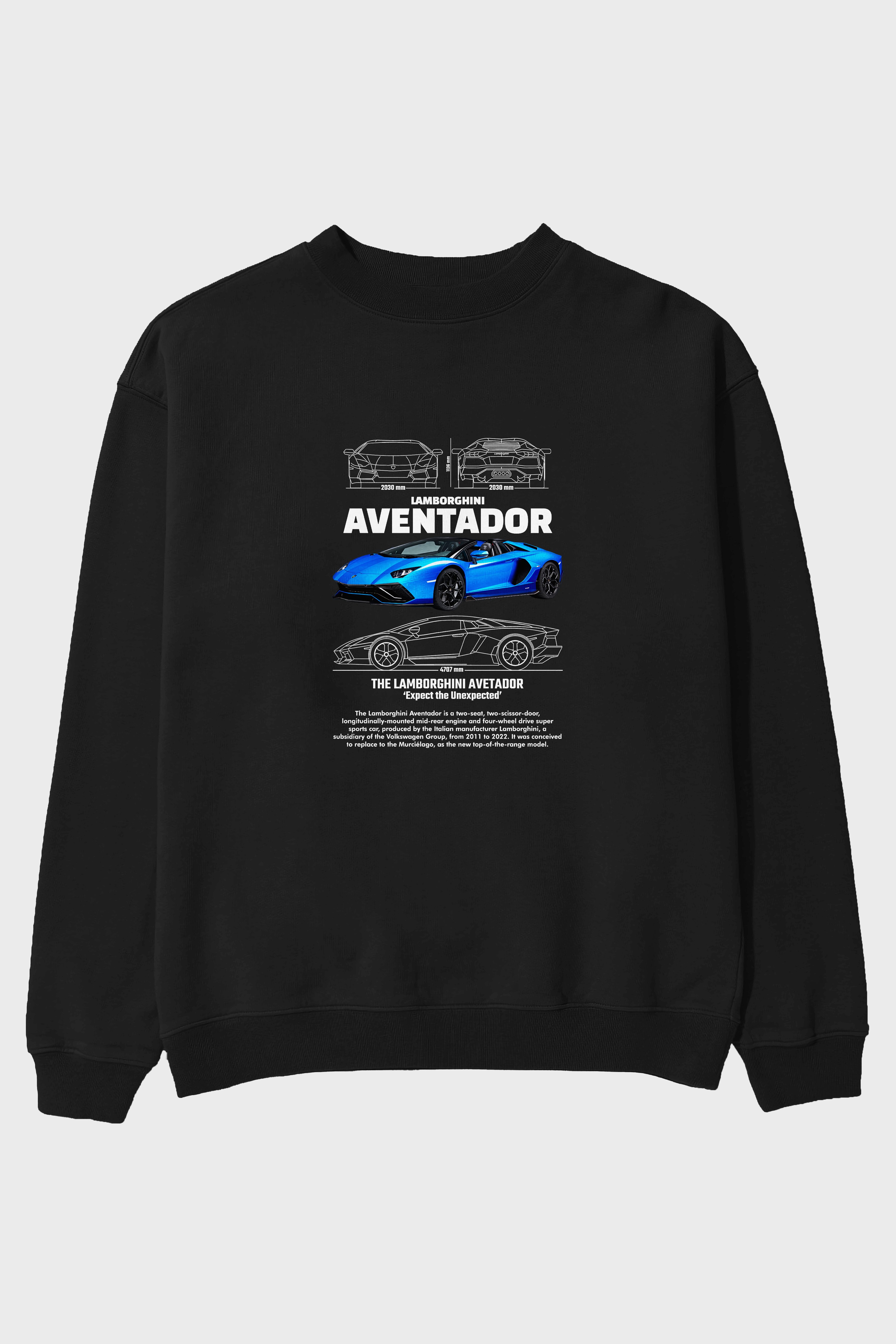 Lamborghini AVENTADOR 1 Ön Baskılı Anime Oversize Sweatshirt Erkek Kadın Unisex