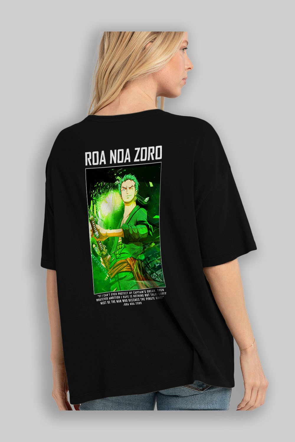 Roronoa Zoro 5 Anime Arka Baskılı Oversize t-shirt Erkek Kadın Unisex %100 pamuk tişort