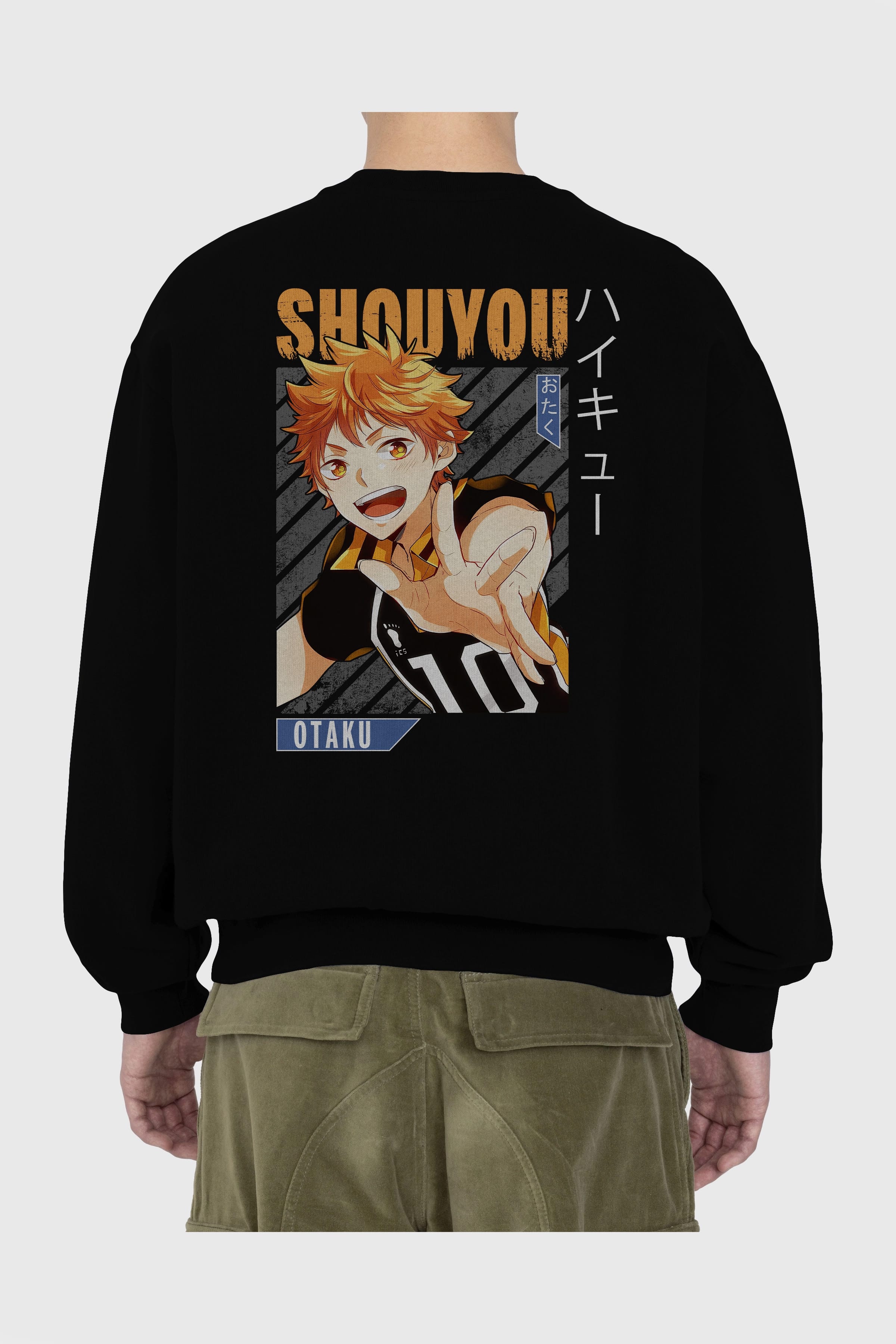 Shouyou Hinata 9 Anime Arka Baskılı Oversize Sweatshirt Erkek Kadın Unisex