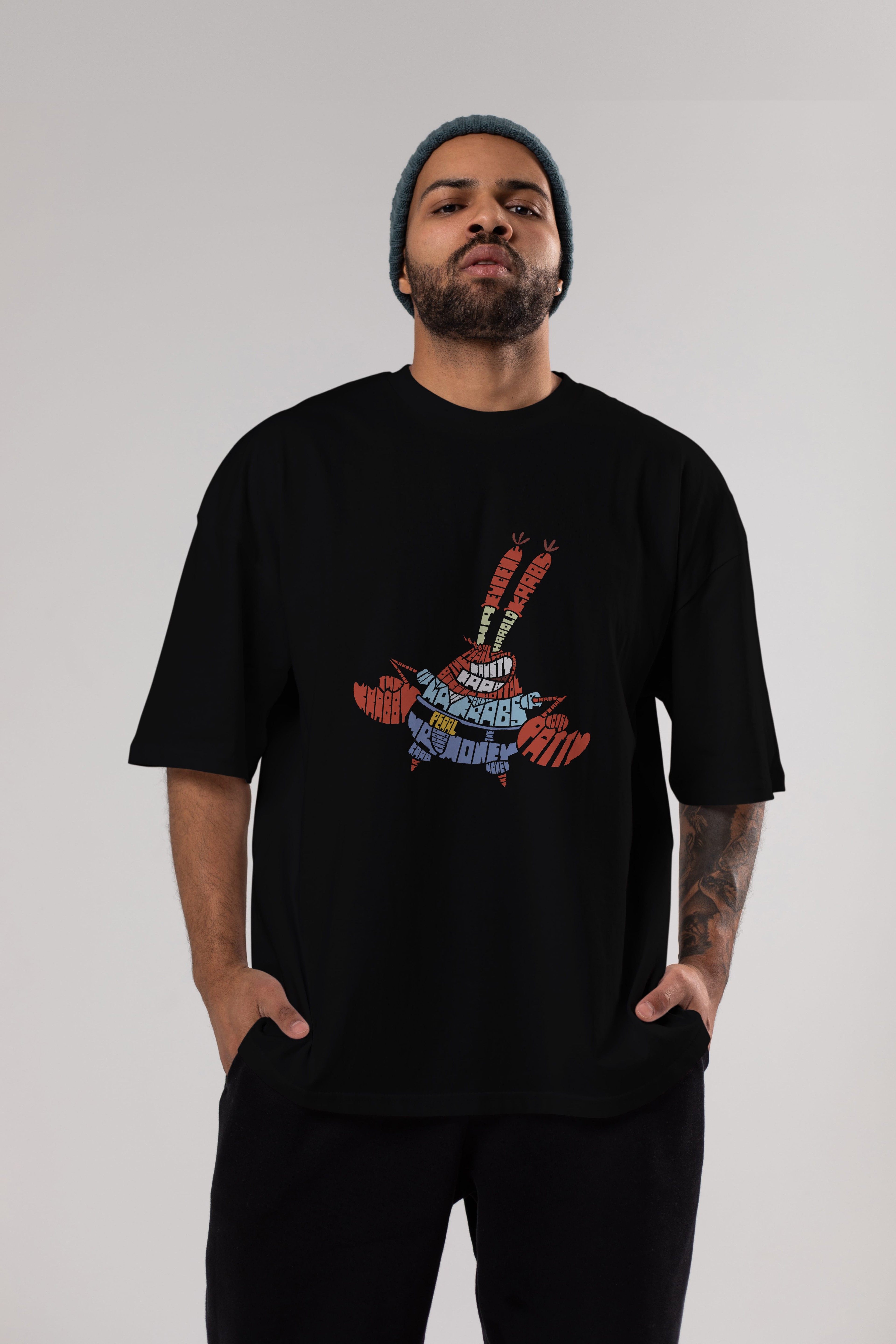 Mr Krabs Ön Baskılı Oversize t-shirt %100 pamuk Erkek Kadın Unisex