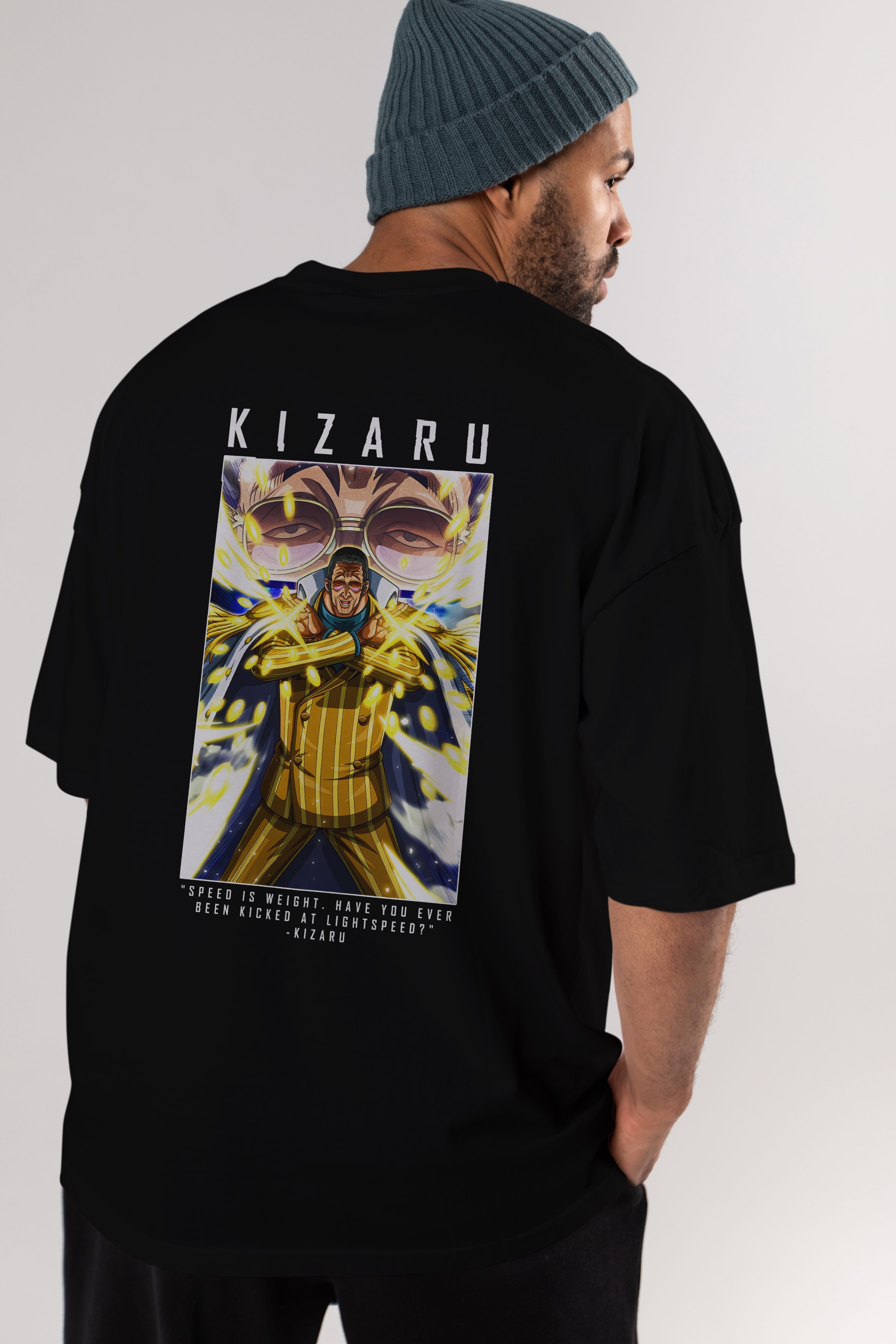 Kizaru Anime Arka Baskılı Oversize t-shirt Erkek Kadın Unisex %100 pamuk tişort