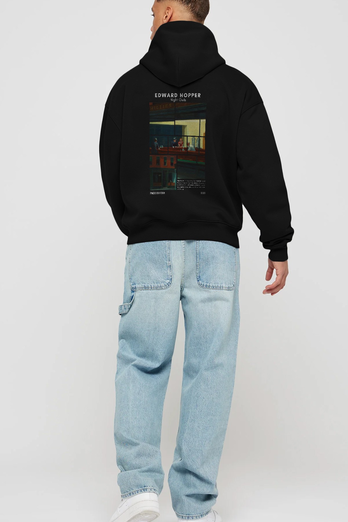 Edward Hopper Night Owls Arka Baskılı Hoodie Oversize Kapüşonlu Sweatshirt Erkek Kadın