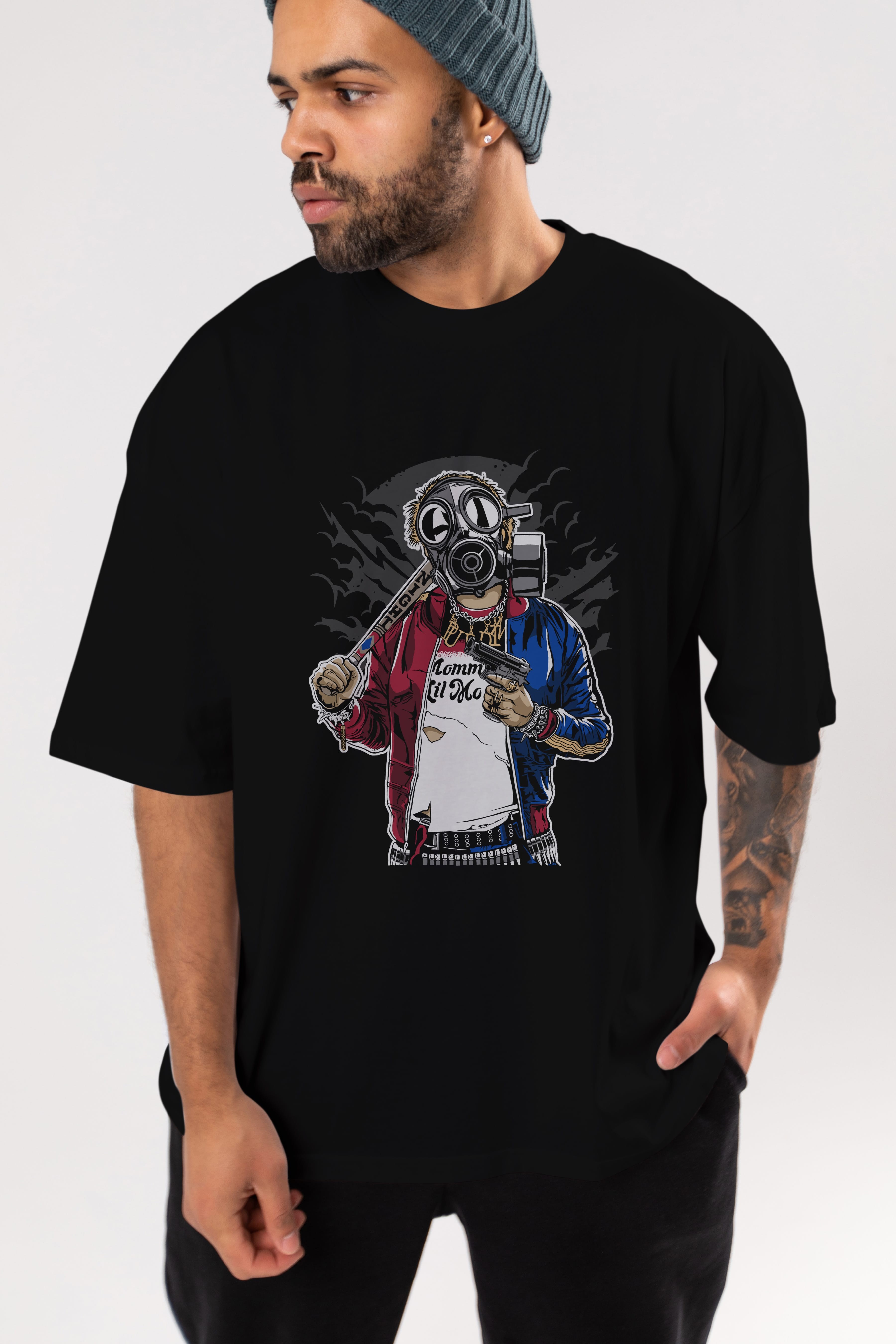 Suicide Gasmask Ön Baskılı Oversize t-shirt Erkek Kadın Unisex %100 Pamuk tişort