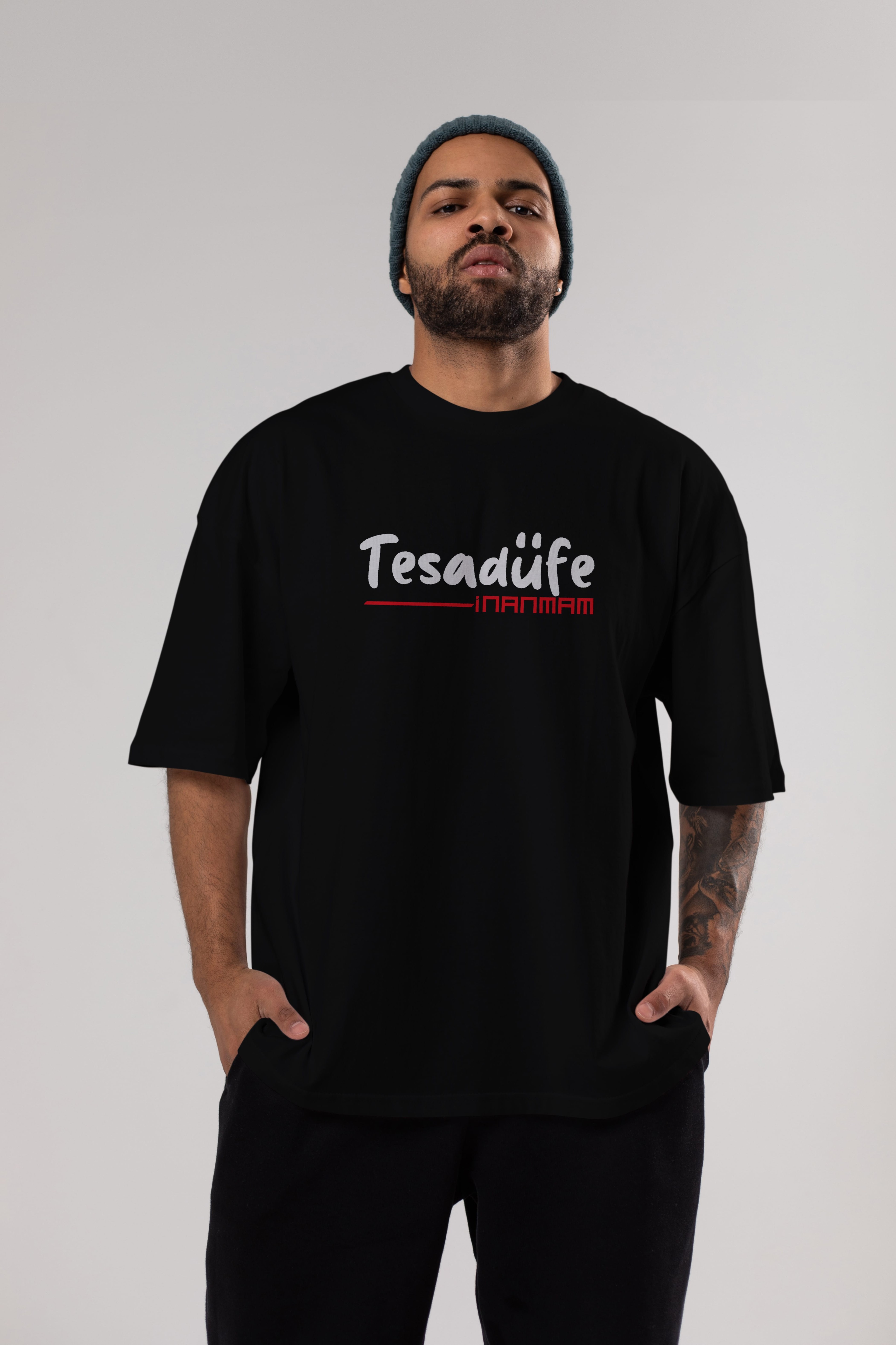 Tesadüfe İnanmam Ön Baskılı Oversize t-shirt %100 pamuk Erkek Kadın Unisex