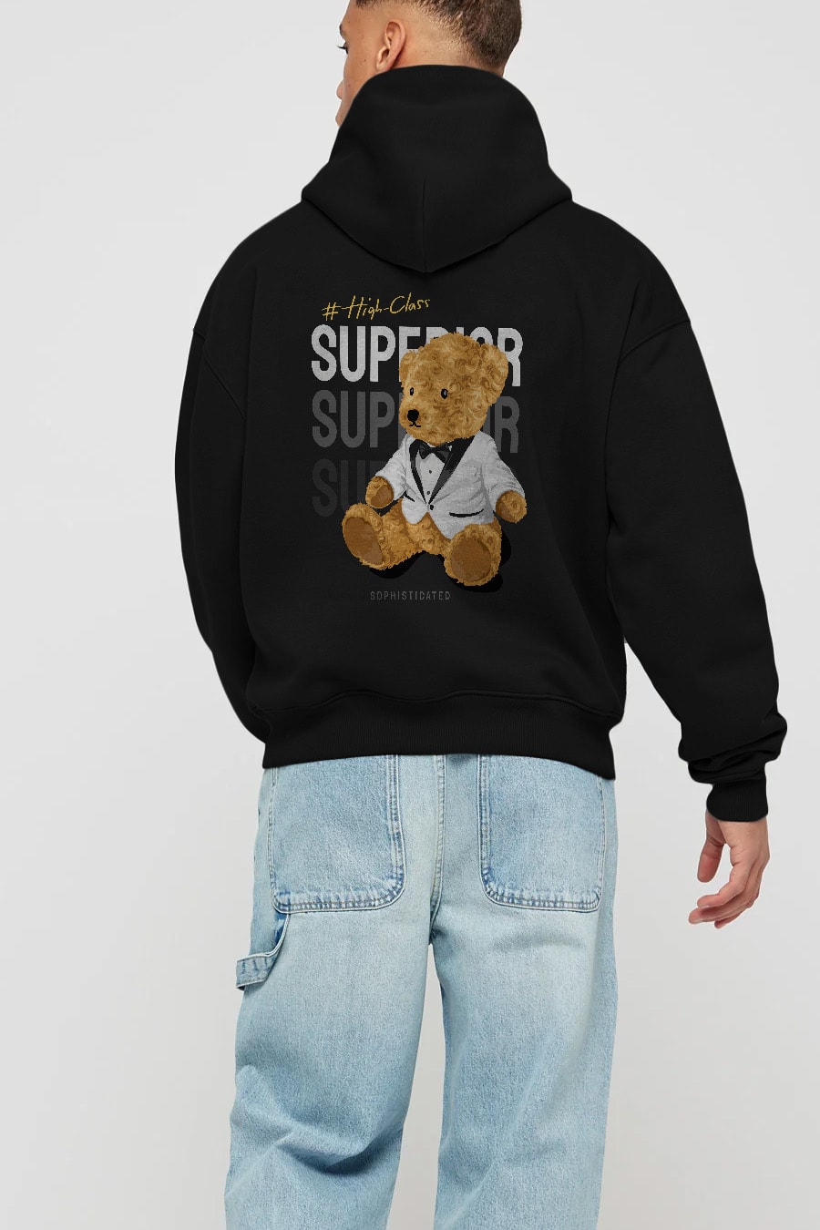 Teddy Bear Superior Arka Baskılı Hoodie Oversize Kapüşonlu Sweatshirt Erkek Kadın Unisex
