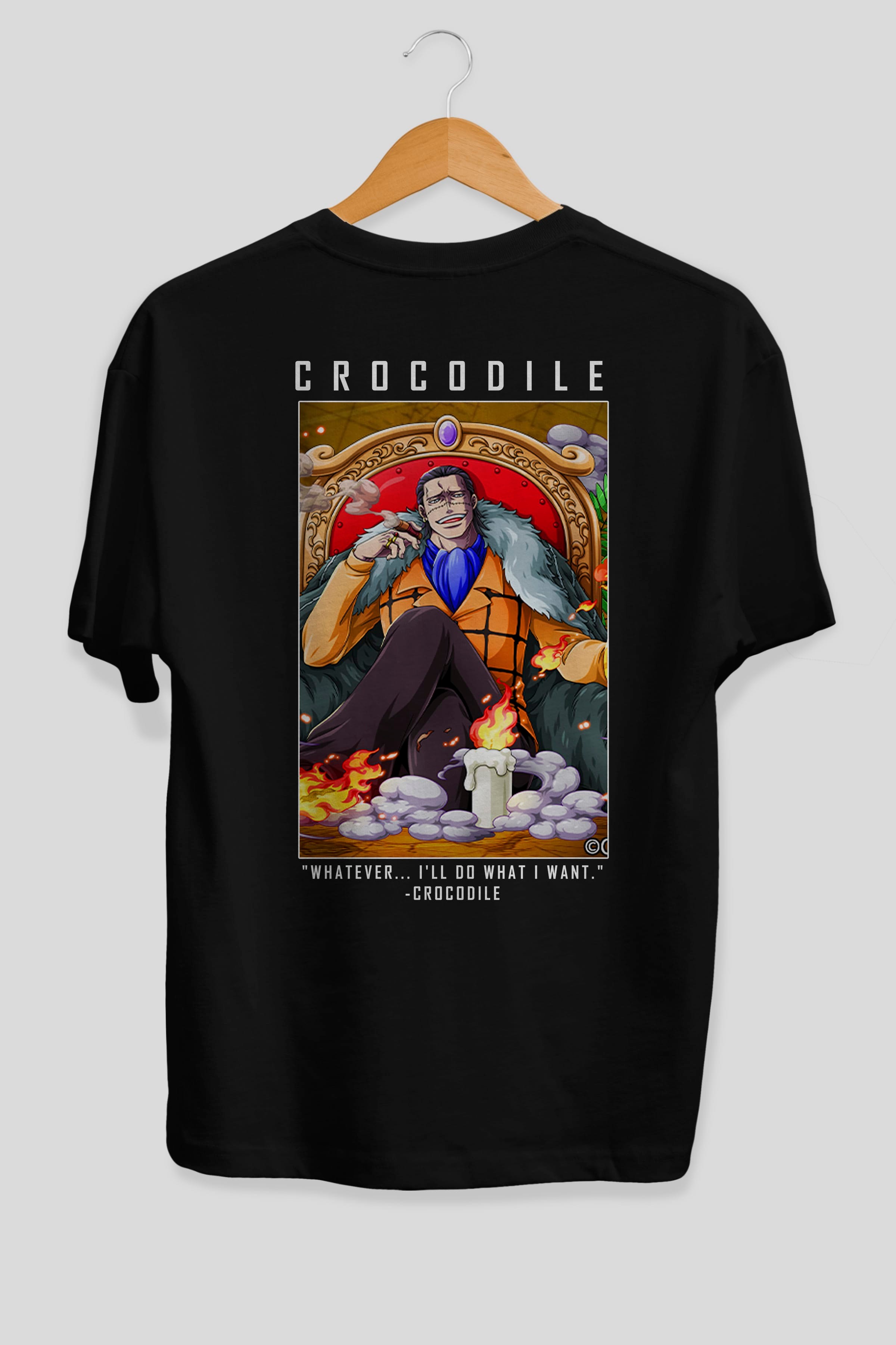 Crocodile Anime Arka Baskılı Oversize t-shirt Erkek Kadın Unisex %100 pamuk tişort