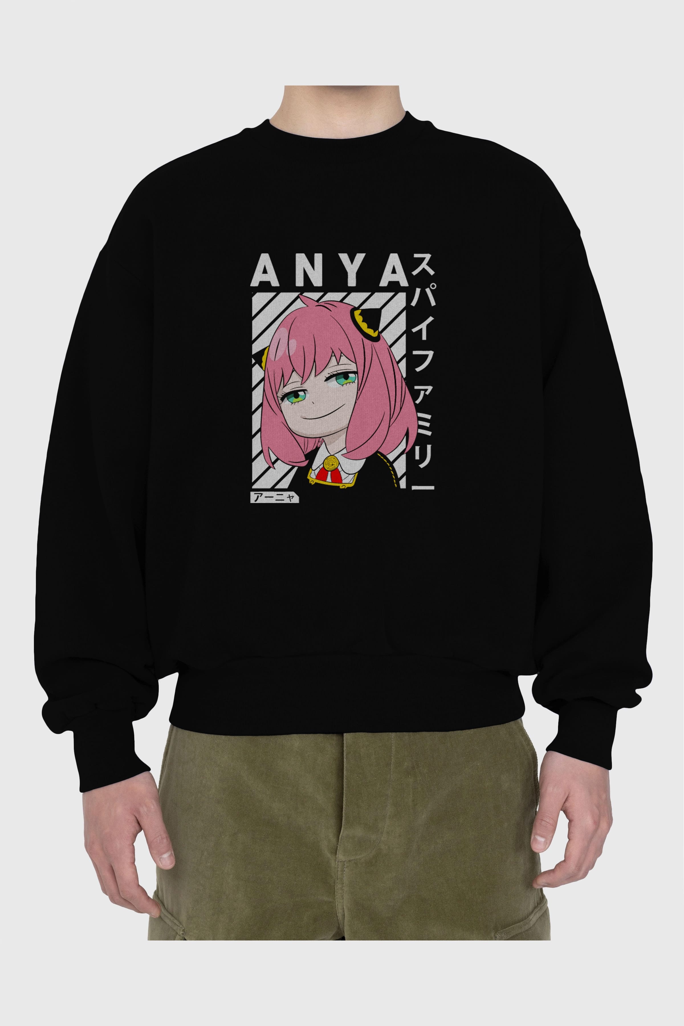 Anya SPYX FAMILY Anime Ön Baskılı Oversize Sweatshirt Erkek Kadın Unisex