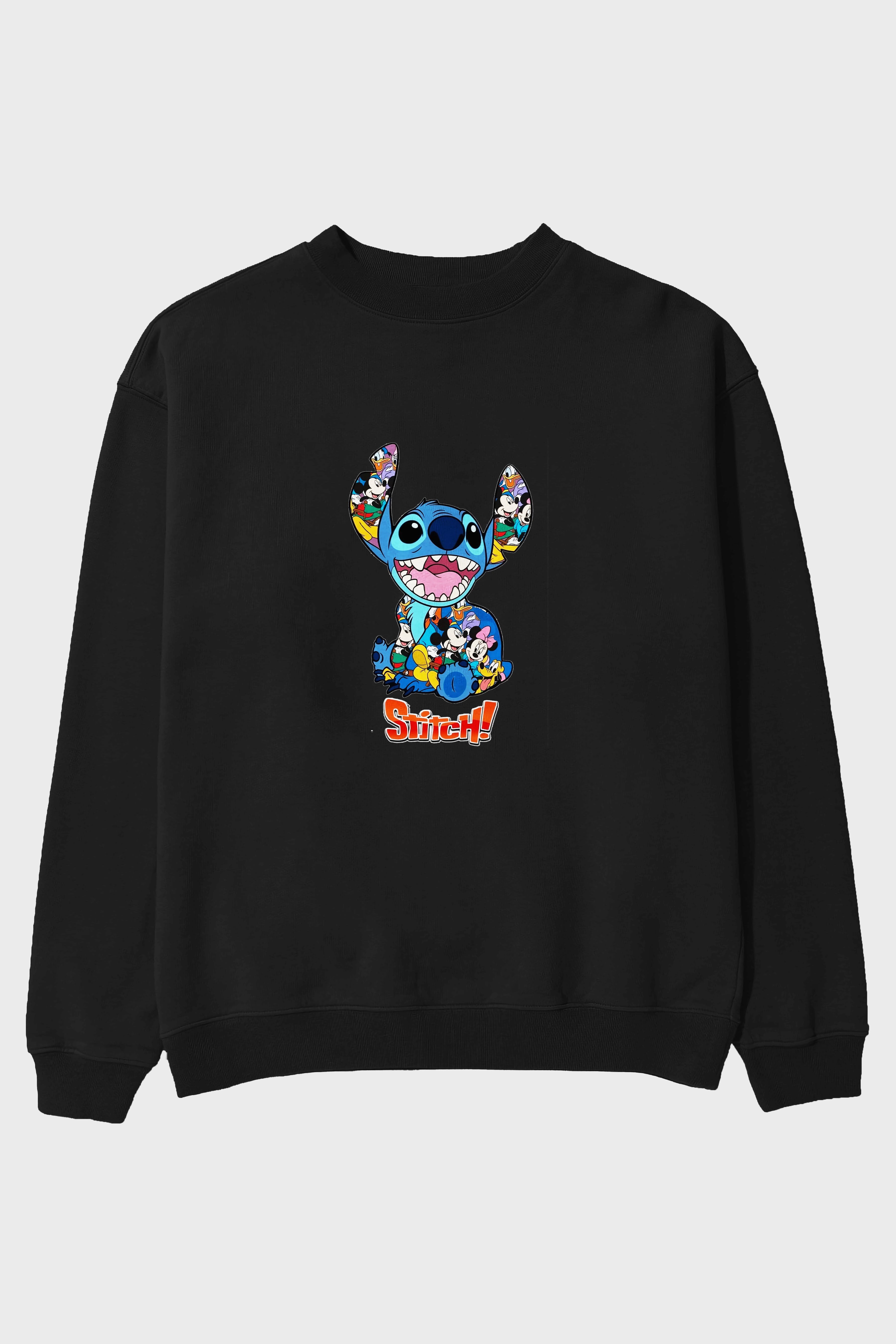 Stitch Ön Baskılı Oversize Sweatshirt Erkek Kadın Unisex