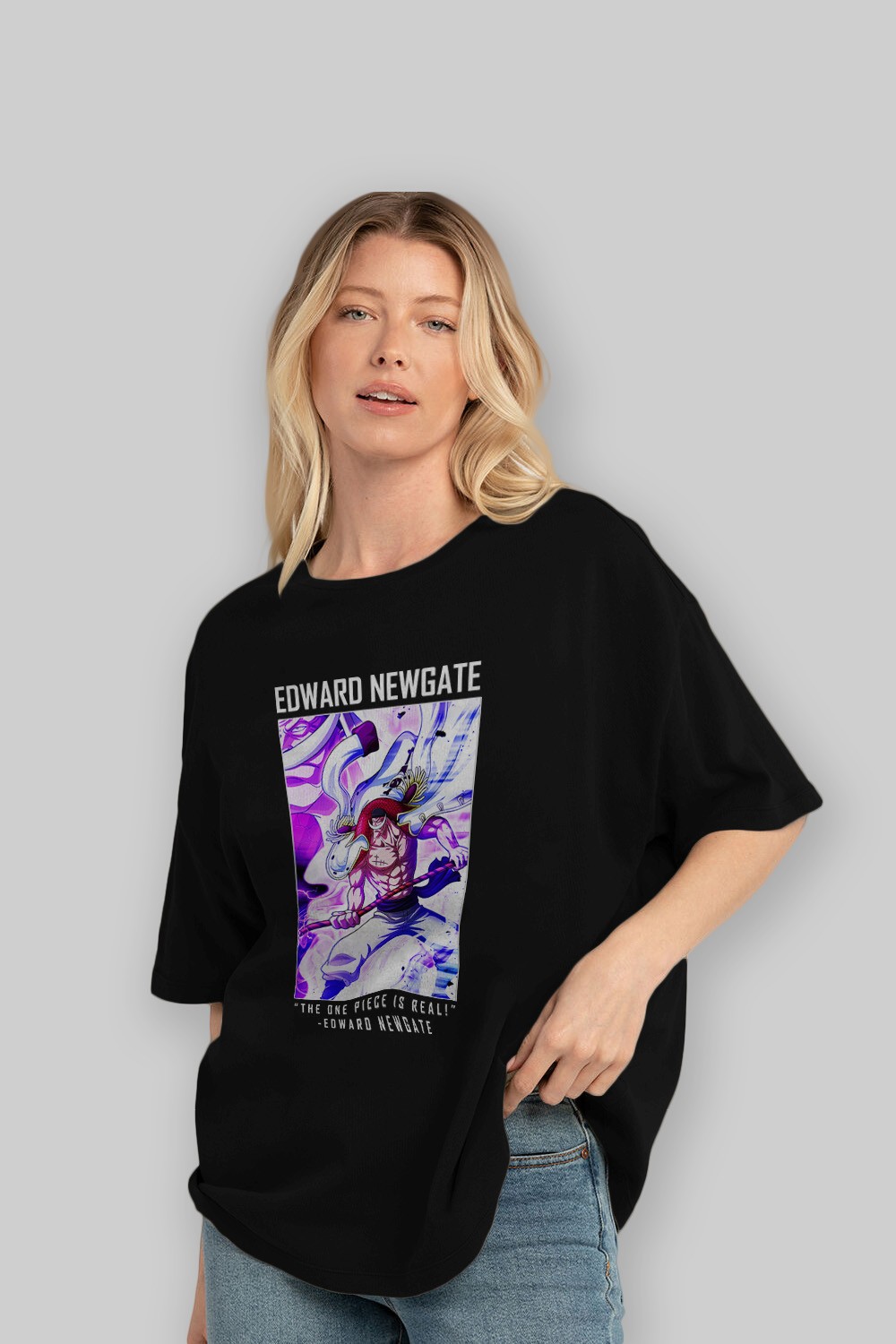 Edward Newgate Anime Ön Baskılı Oversize t-shirt Erkek Kadın Unisex