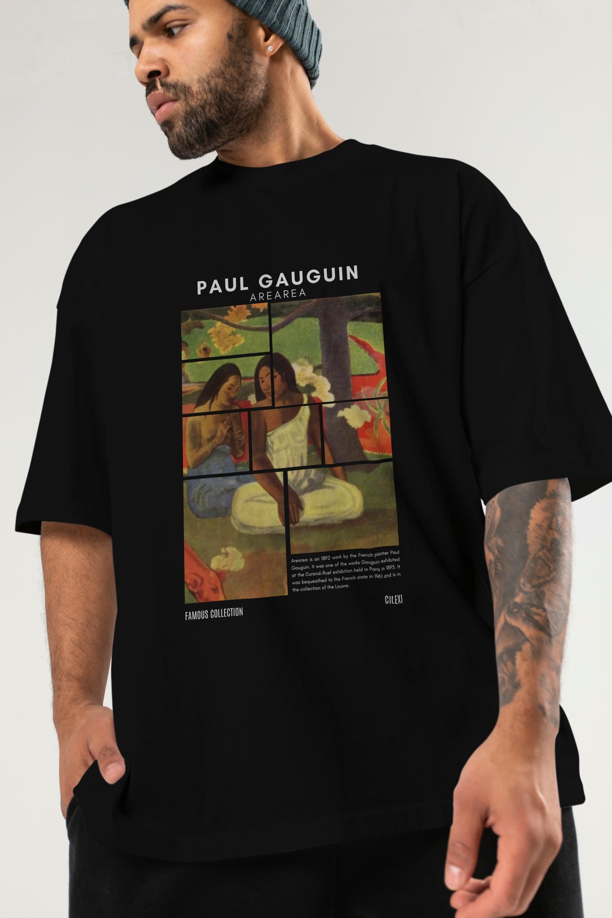 Paul Gauguin Arearea ön Baskılı Oversize t-shirt Erkek Kadın Bisiklet Yaka Pamuk tişort