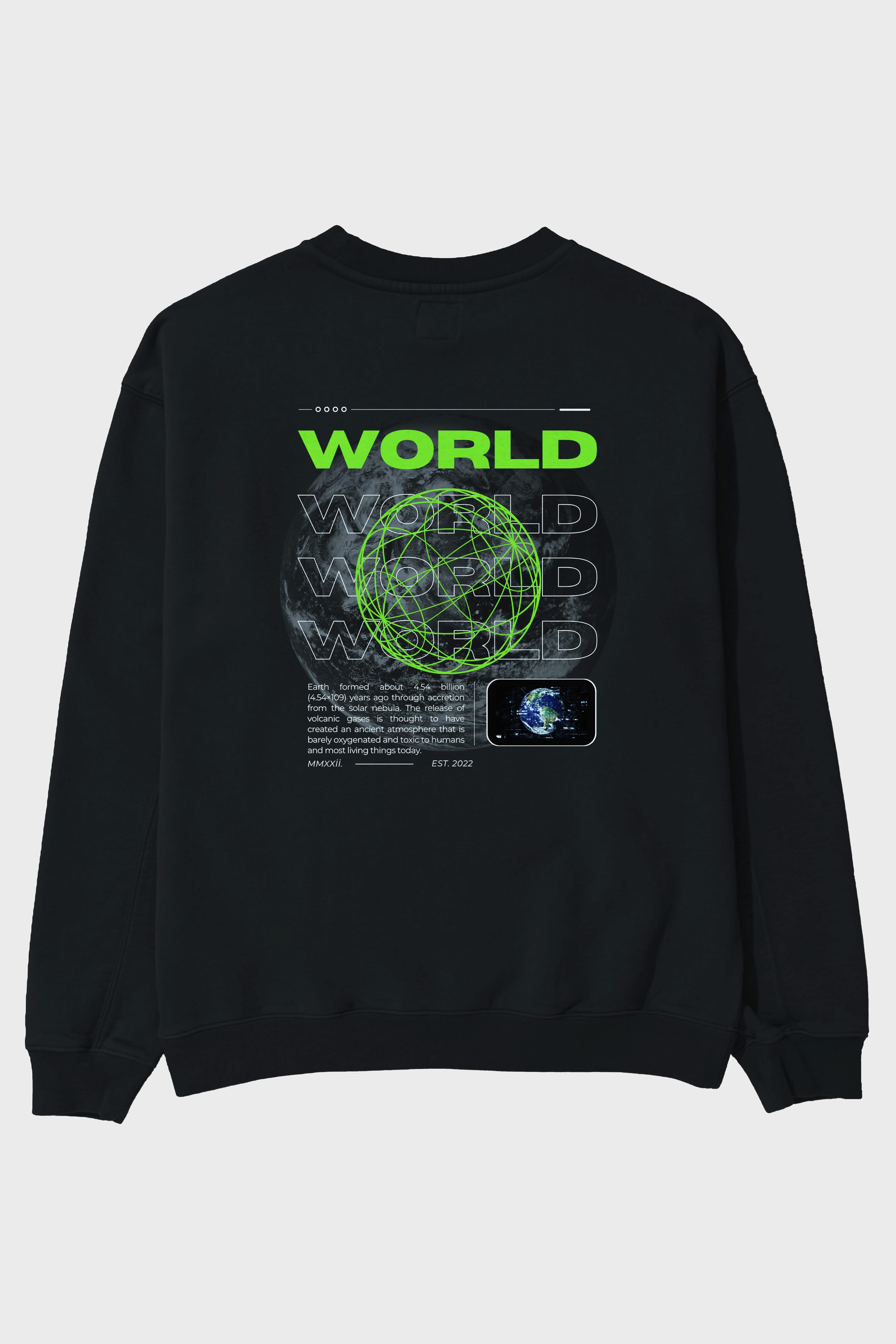 World Streetwear Arka Baskılı Oversize Sweatshirt Erkek Kadın Unisex