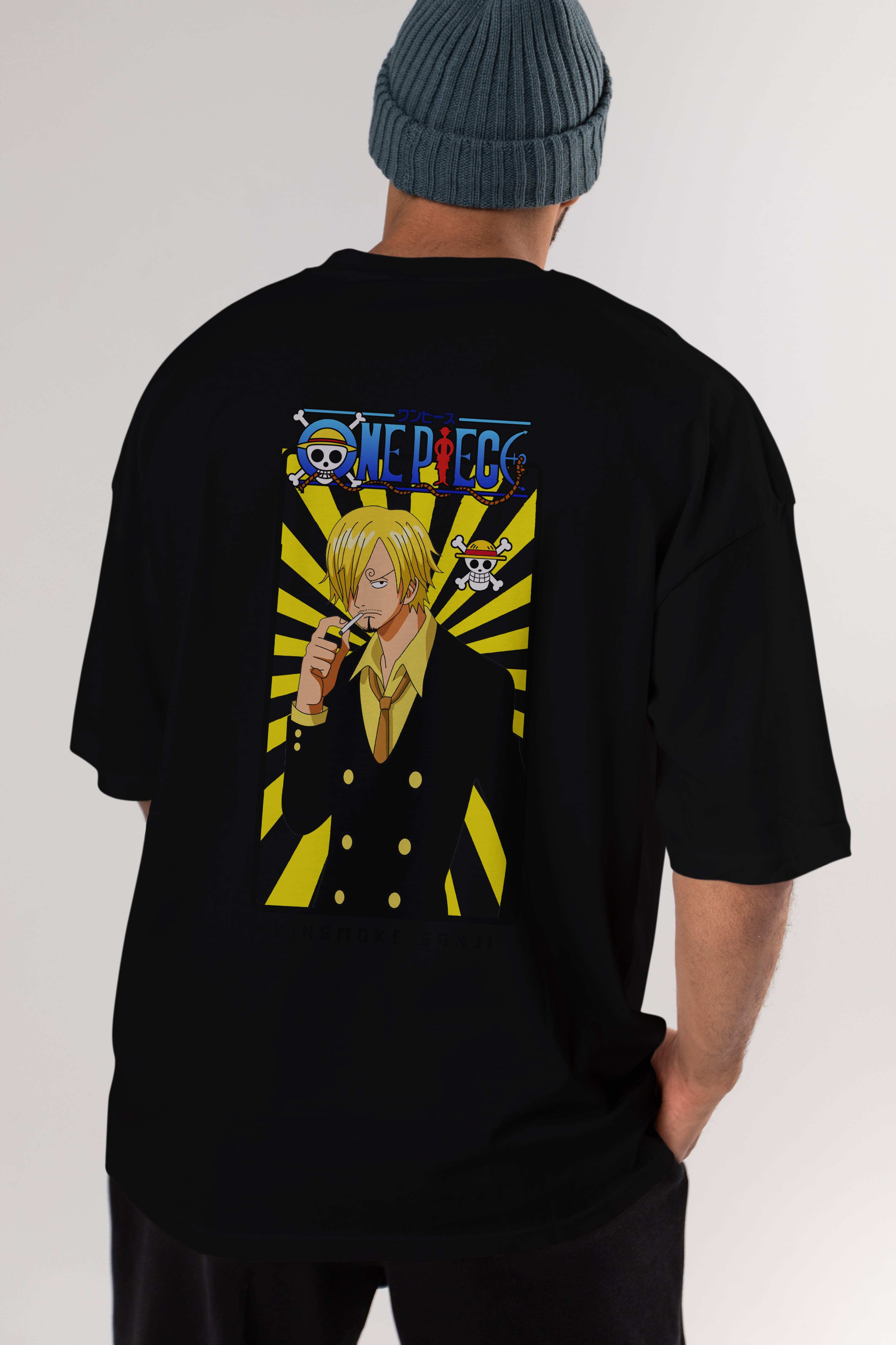 Sanji 4 Anime Arka Baskılı Oversize t-shirt Erkek Kadın Unisex %100 pamuk tişort