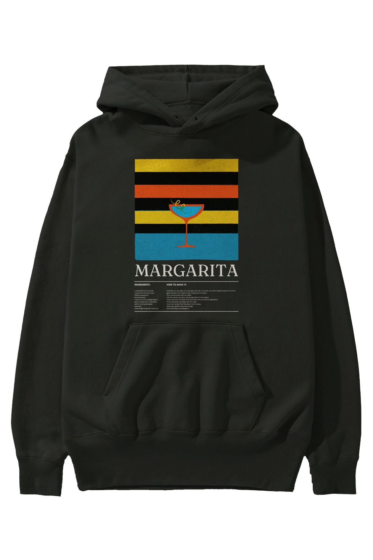 Margarita Kokteyl ön Baskılı Hoodie Oversize Kapüşonlu Sweatshirt Erkek Kadın