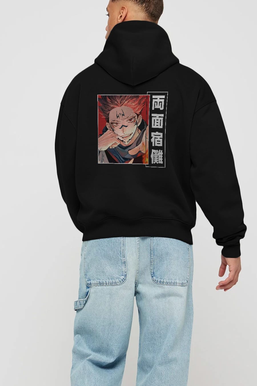 Sukuna Ryoumen 4 Anime Arka Baskılı Hoodie Oversize Kapüşonlu Sweatshirt Erkek Kadın Unisex