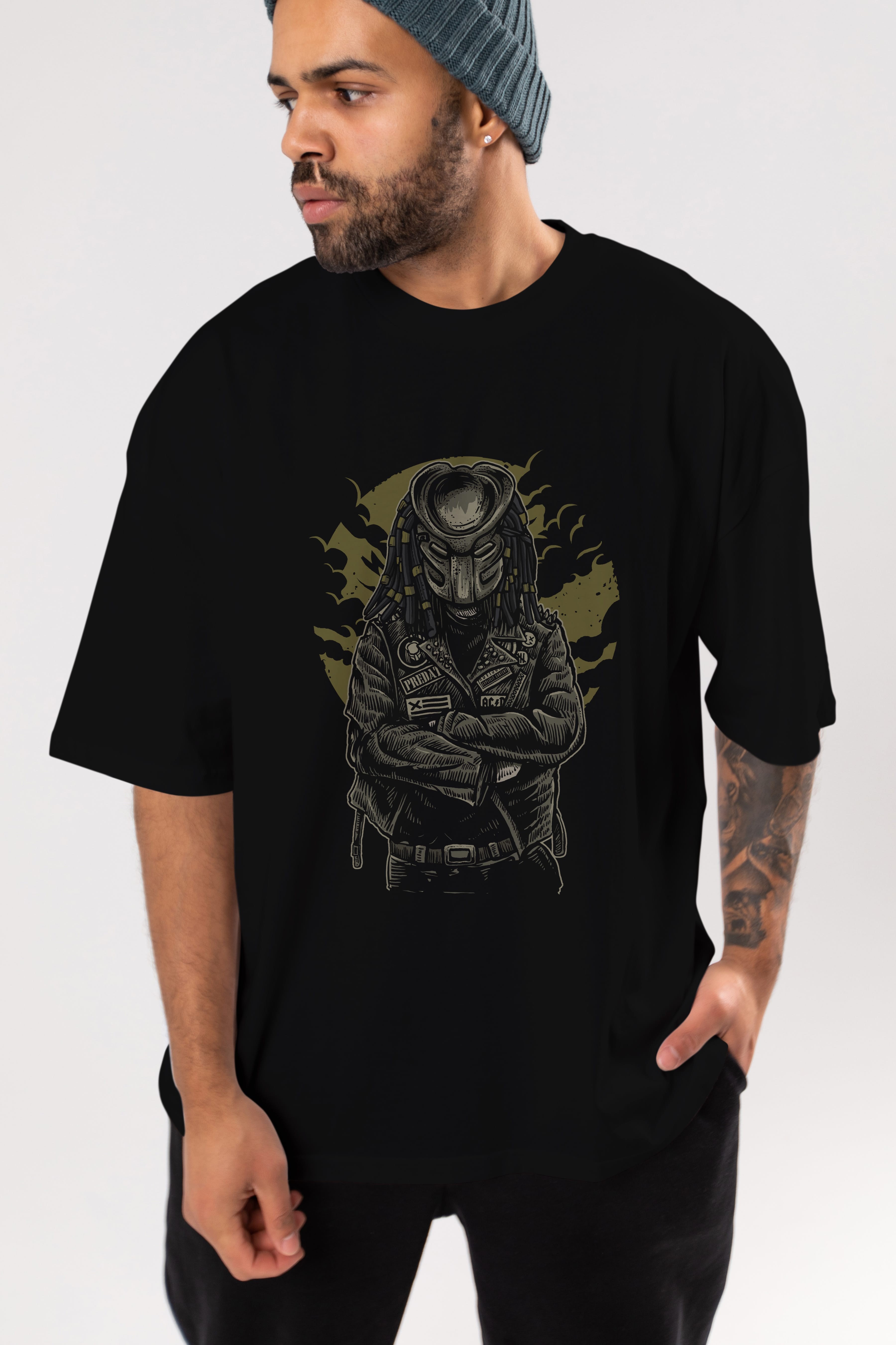 Predator Ön Baskılı Oversize t-shirt Erkek Kadın Unisex %100 Pamuk tişort