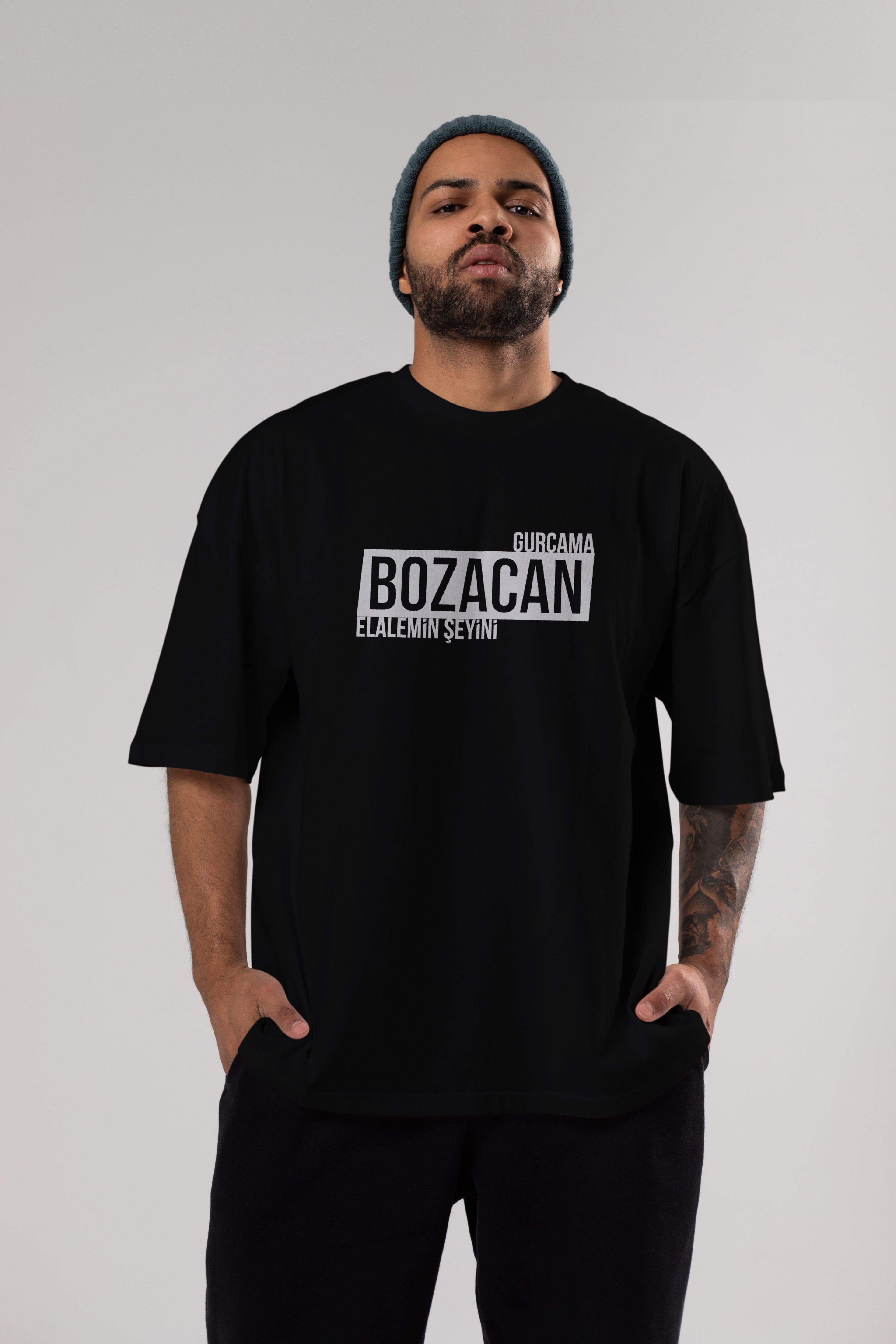 Gurcama Bozacan Elalemin Ön Baskılı Oversize t-shirt %100 pamuk Erkek Kadın Unisex