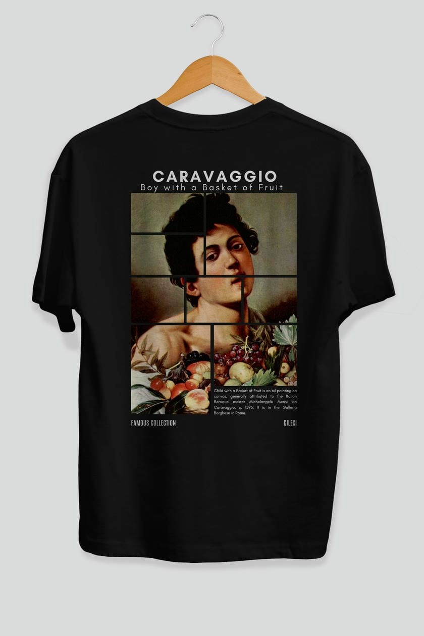 Caravaggio Boy Arka Baskılı Oversize t-shirt Erkek Kadın Bisiklet Yaka Pamuk tişort