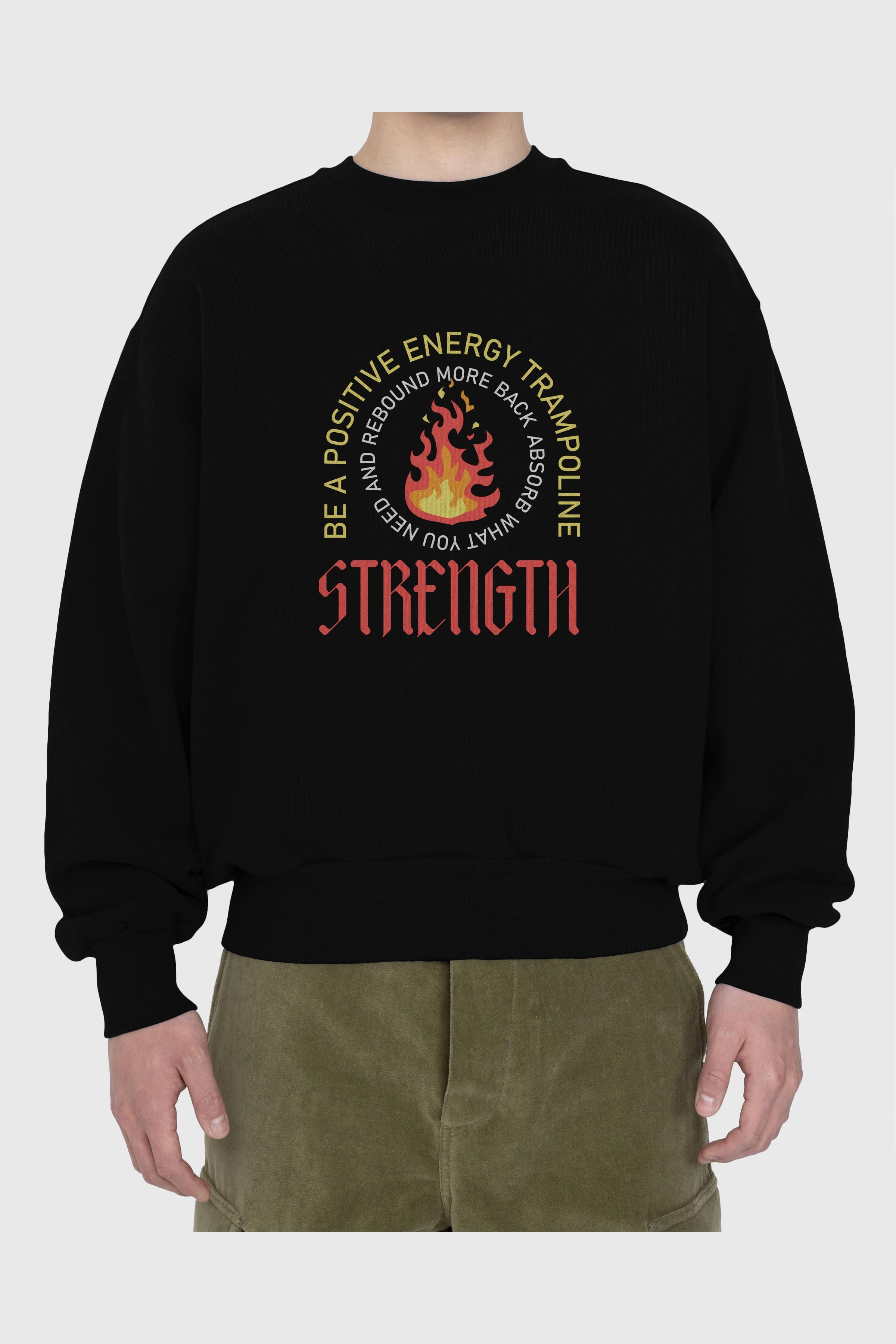 Positive Energy Ön Baskılı Oversize Sweatshirt Erkek Kadın Unisex