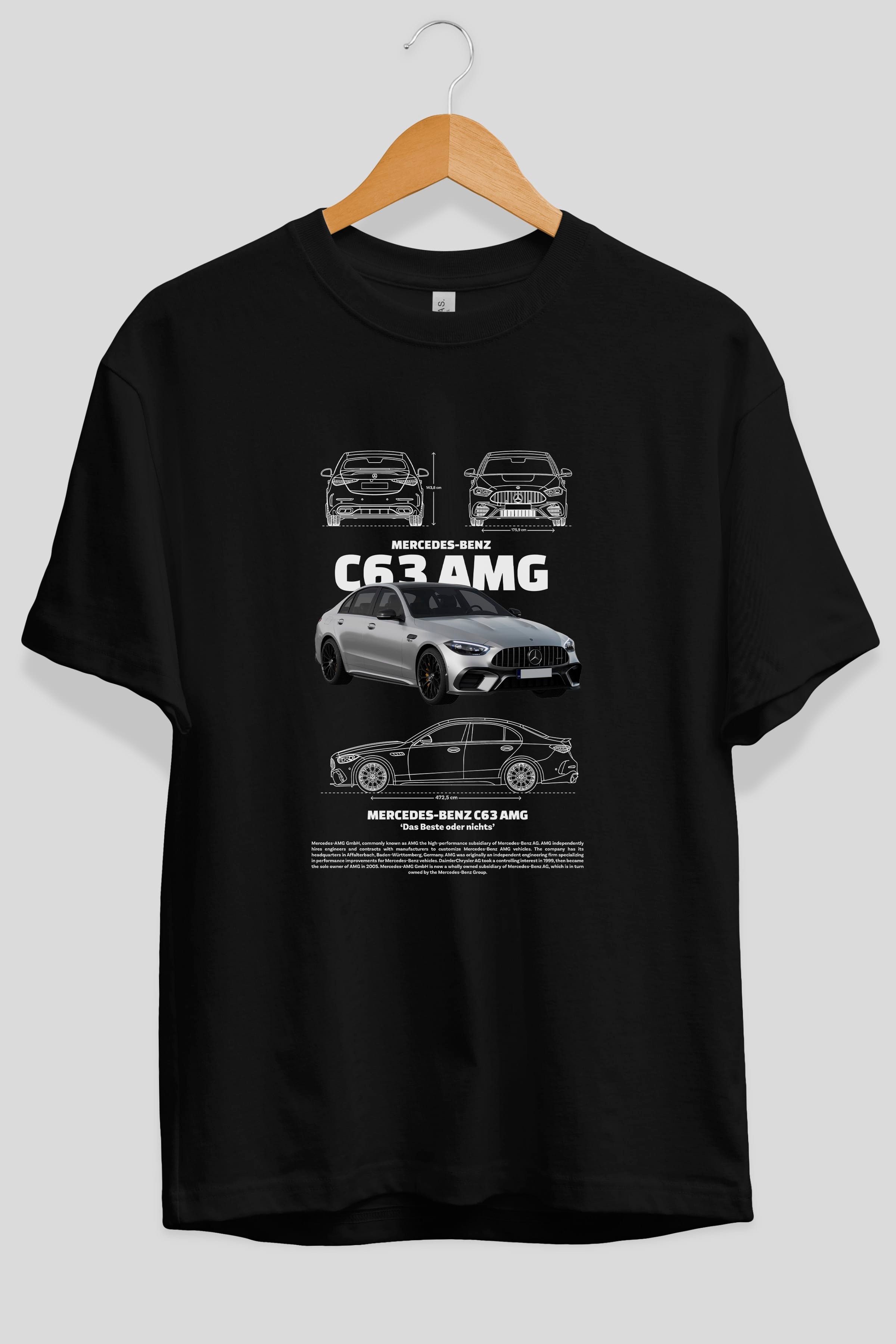 mercedes benz c63 amg Ön Baskılı Oversize t-shirt Erkek Kadın Unisex %100 Pamuk Bisiklet Yaka tişort