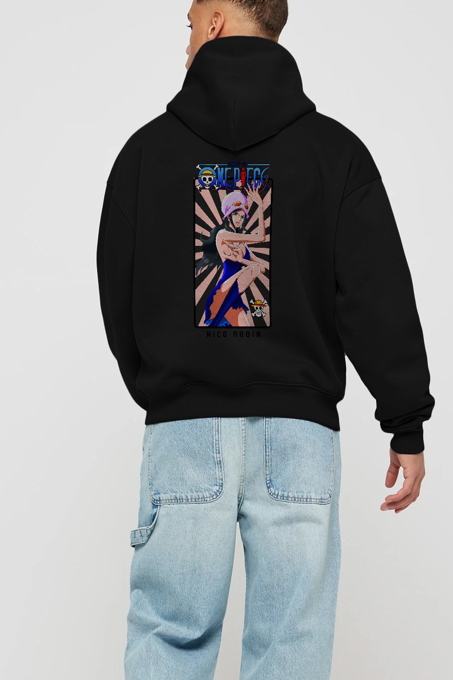 Nico Robin Anime Arka Baskılı Hoodie Oversize Kapüşonlu Sweatshirt Erkek Kadın Unisex