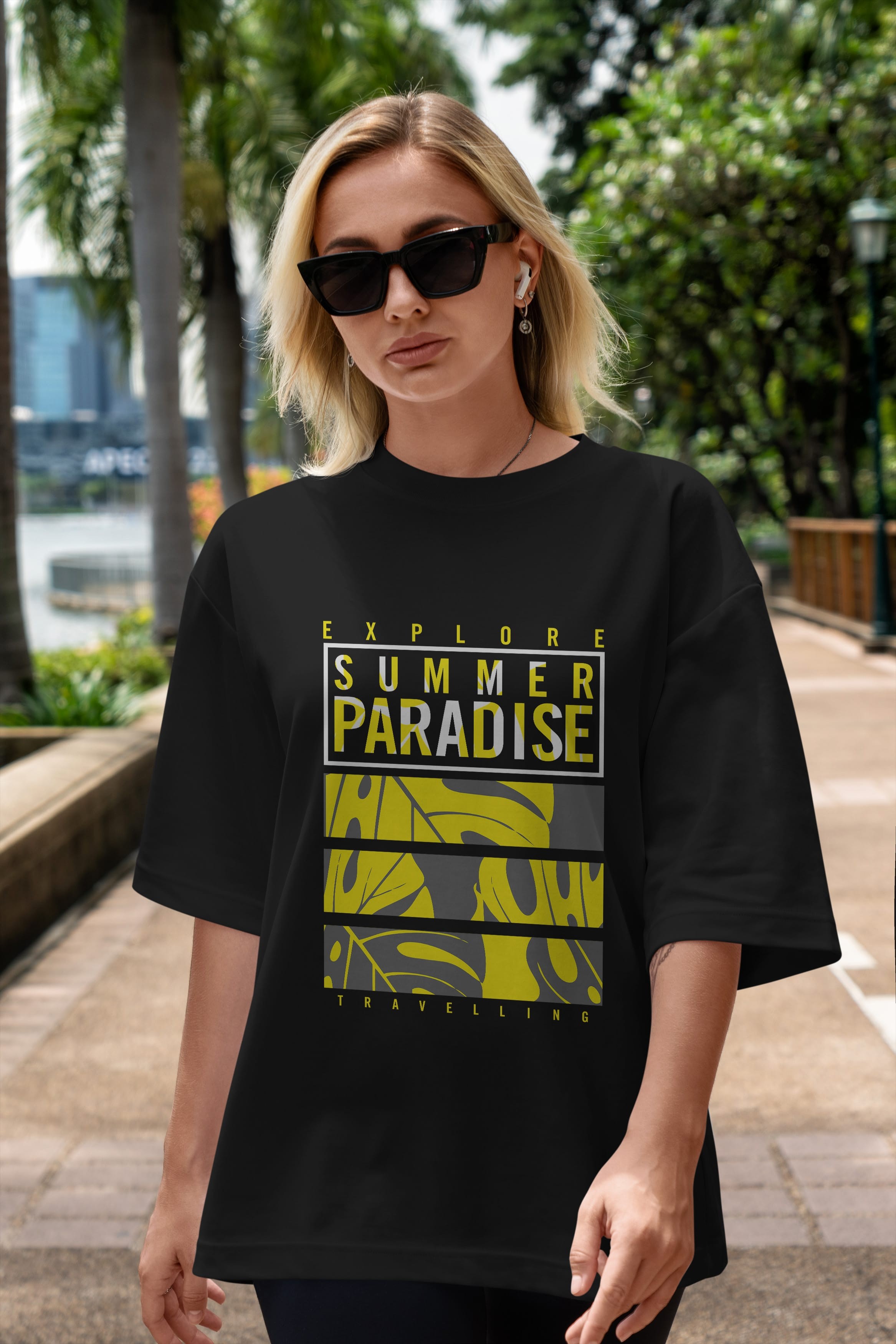 Summer Paradise Ön Baskılı Oversize t-shirt Erkek Kadın Unisex