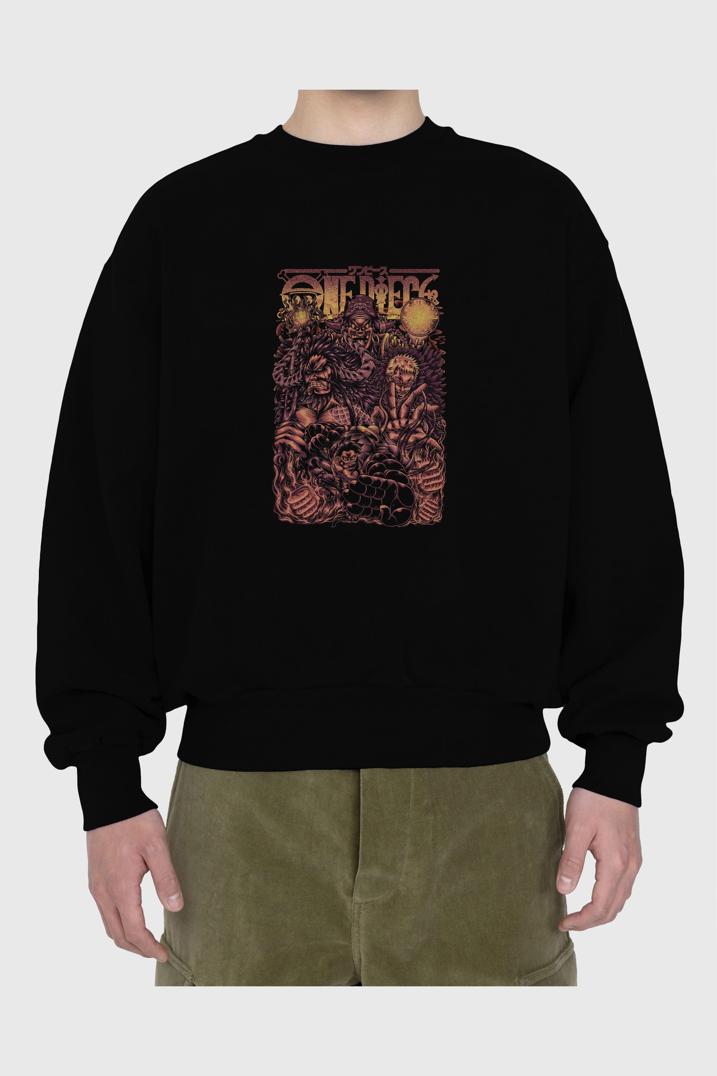 ONE PIECE Anime Ön Baskılı Oversize Sweatshirt Erkek Kadın Unisex
