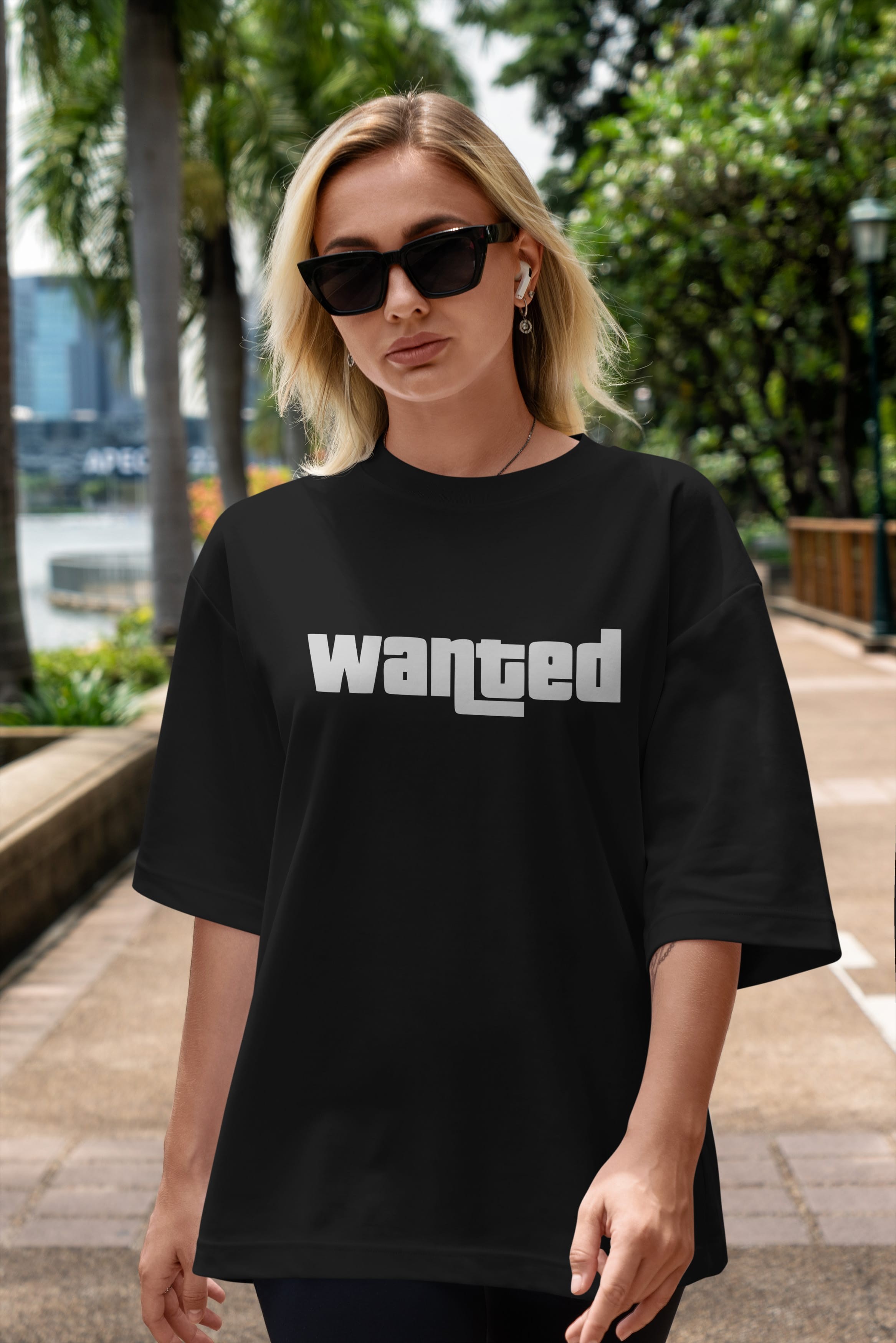 Wanted Ön Baskılı Oversize t-shirt %100 pamuk Erkek Kadın Unisex