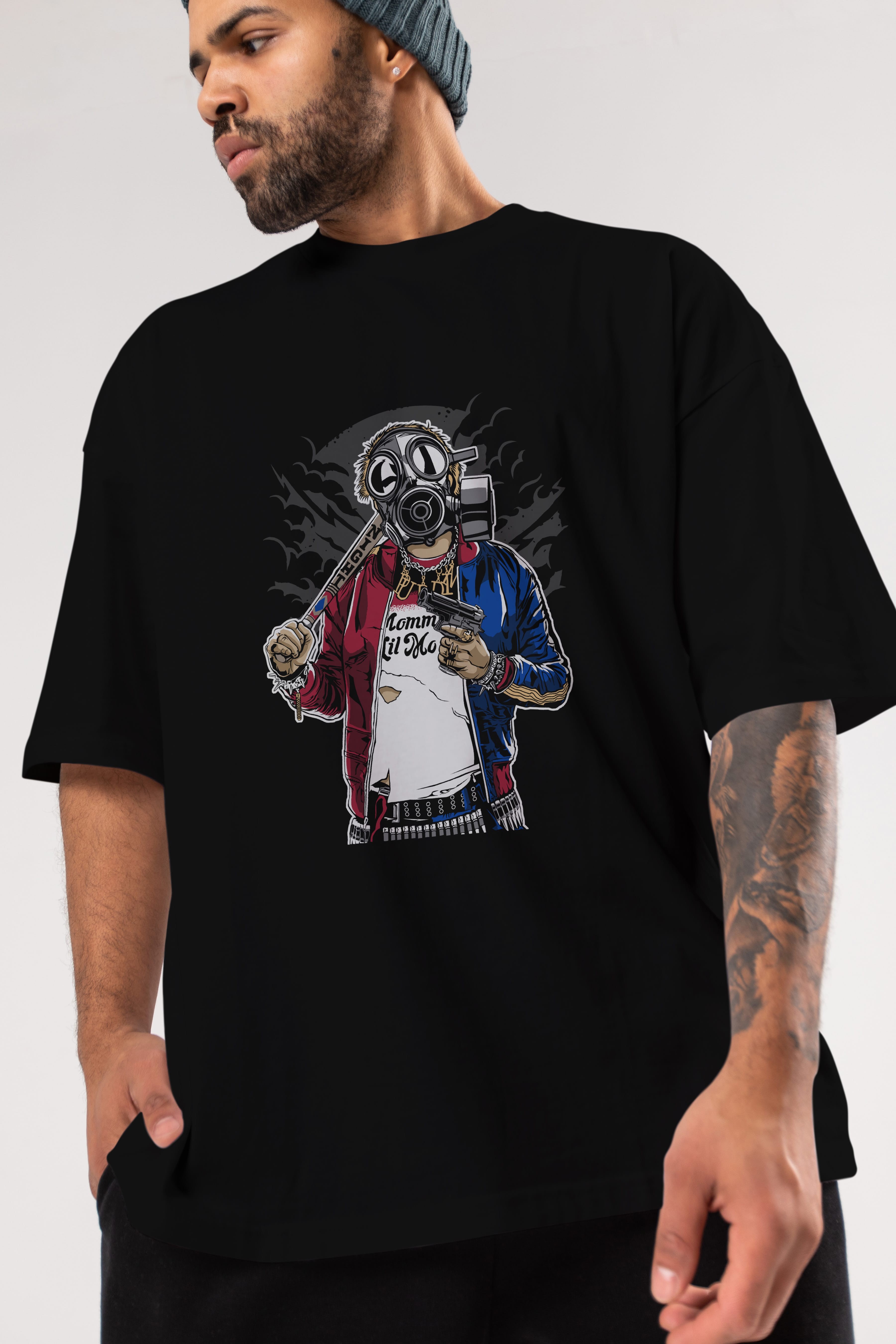Suicide Gasmask Ön Baskılı Oversize t-shirt Erkek Kadın Unisex %100 Pamuk tişort