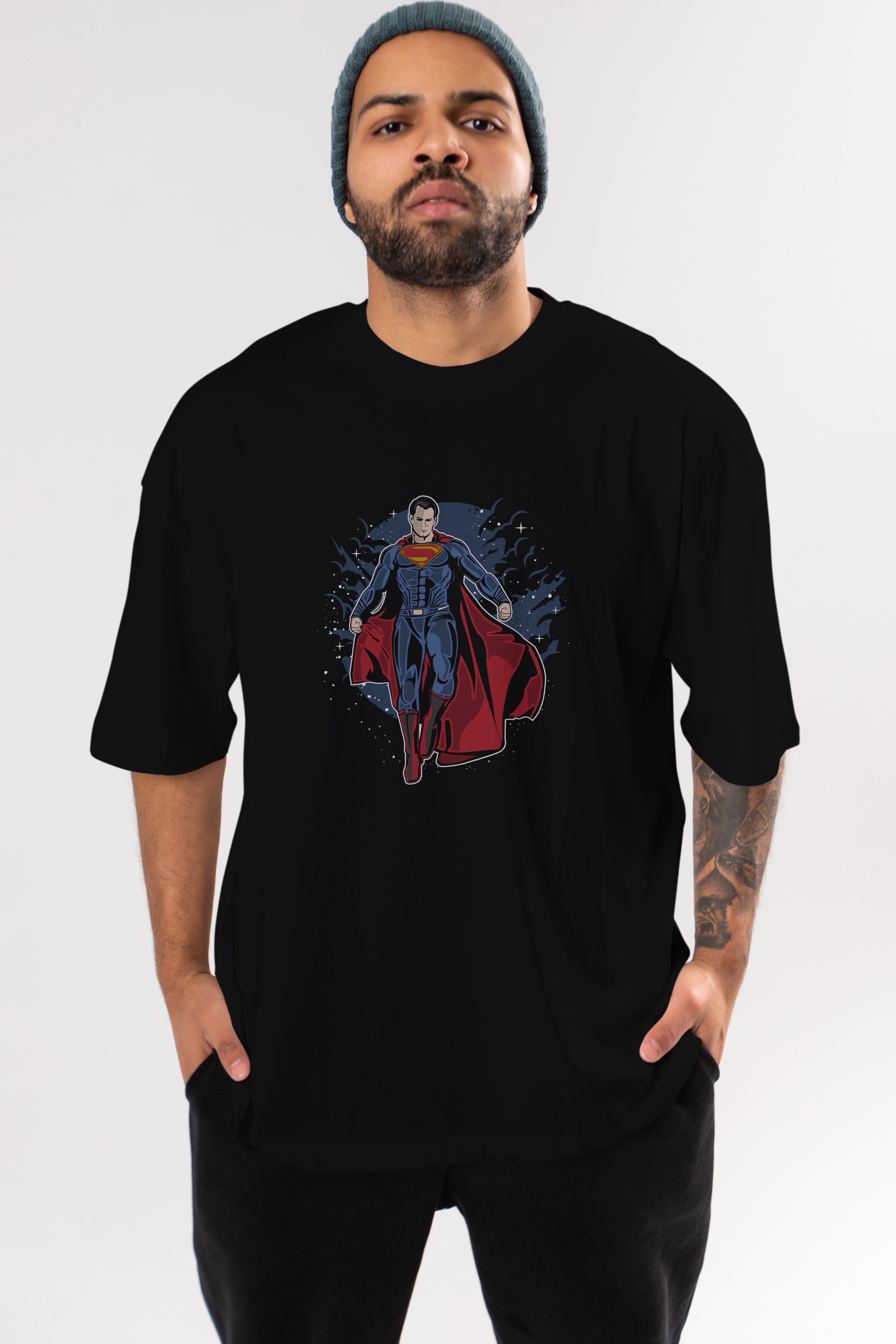 SUPERMAN Ön Baskılı Oversize t-shirt Erkek Kadın Unisex %100 Pamuk tişort