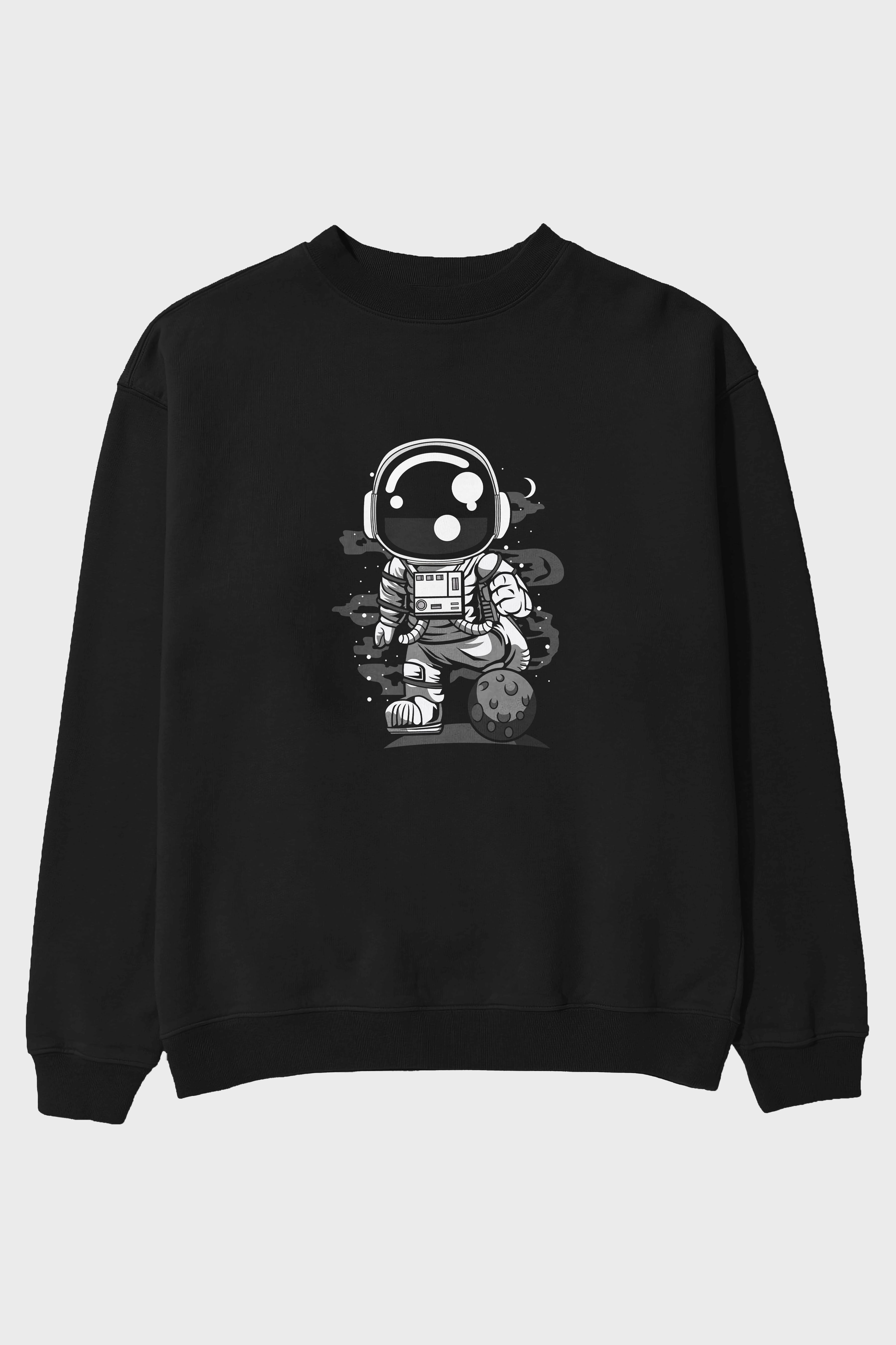 Astronaut Soccer Ön Baskılı Oversize Sweatshirt Erkek Kadın Unisex